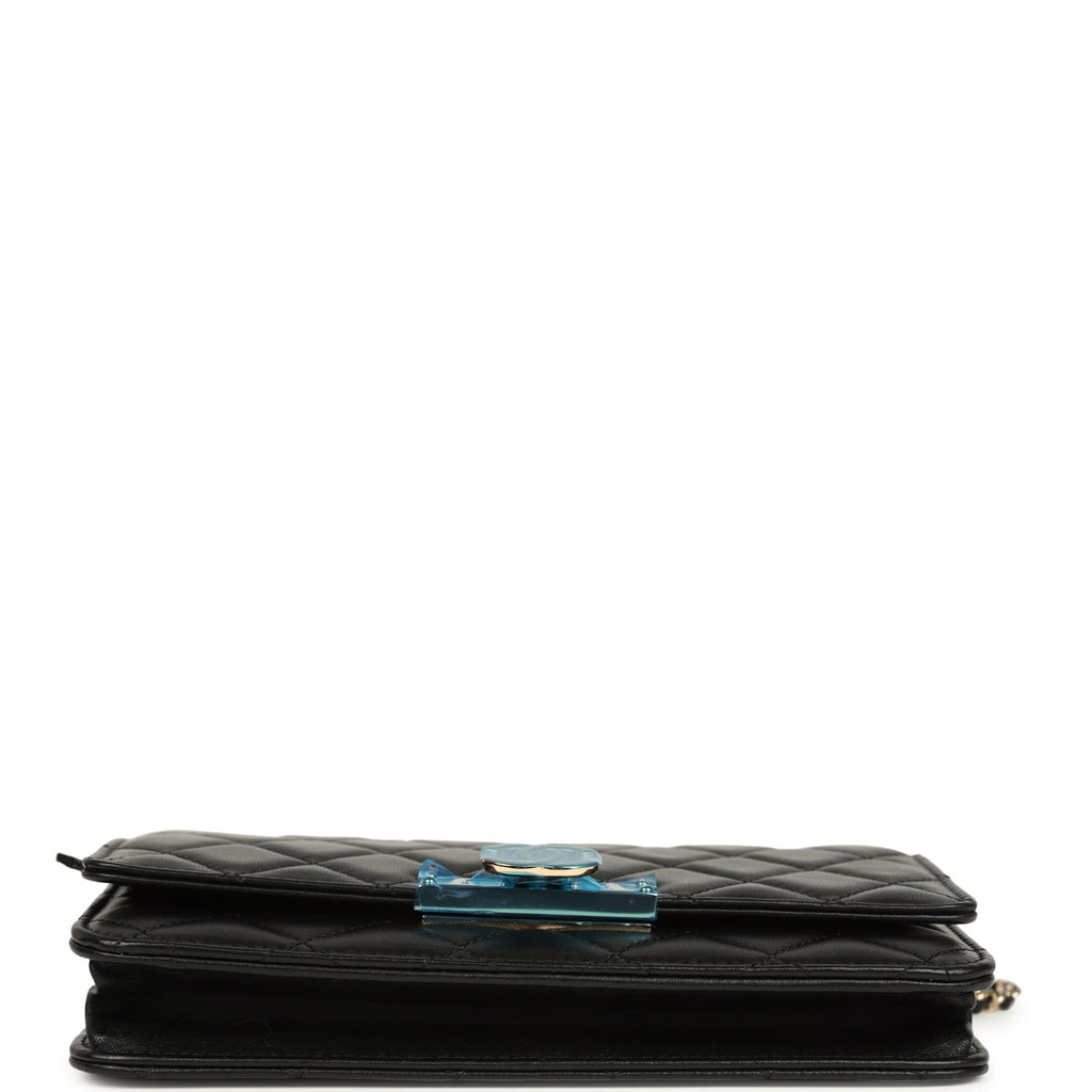 Chanel Wallet On Chain WOC Black Lambskin Light Gold Hardware