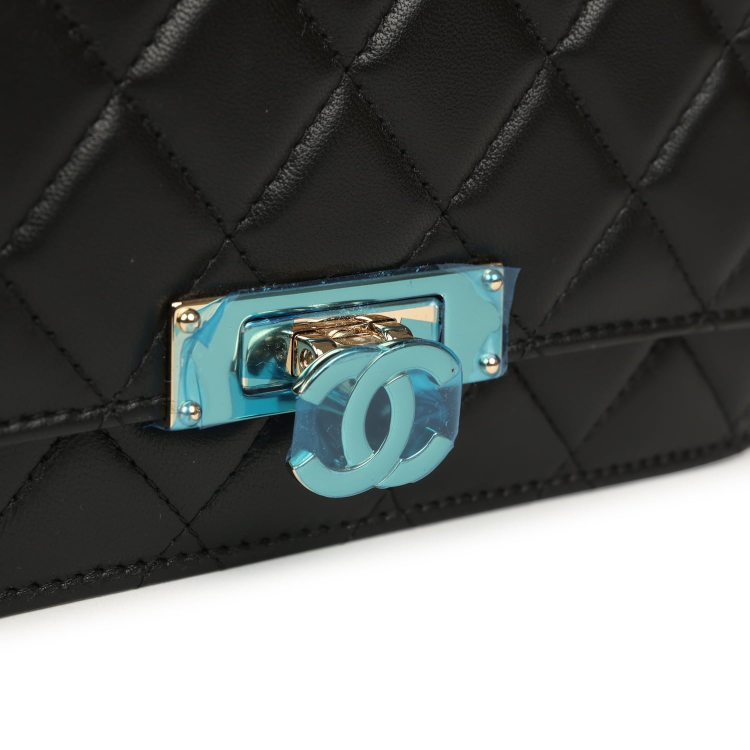 Chanel Wallet On Chain WOC Black Lambskin Light Gold Hardware
