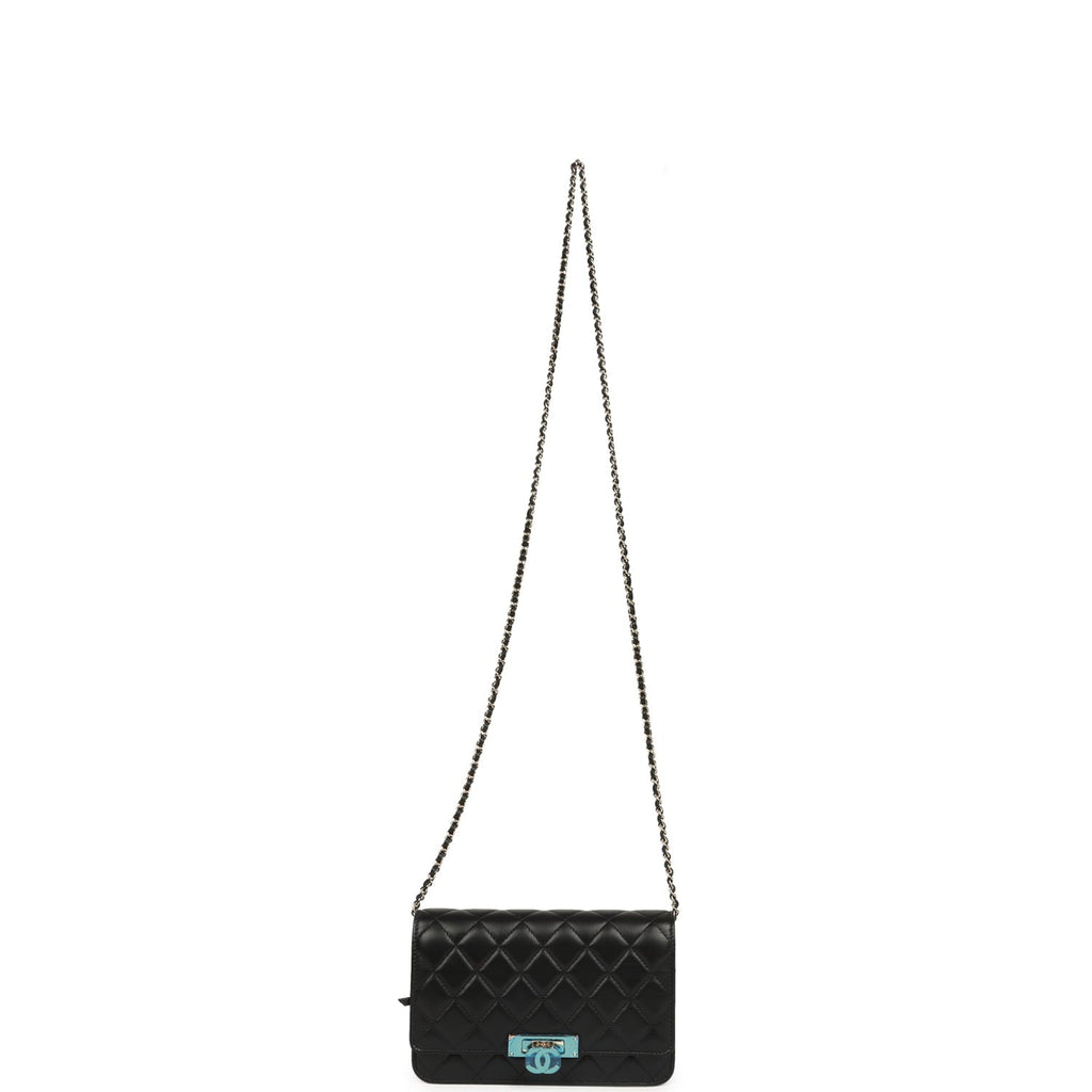 Chanel Wallet On Chain WOC Black Lambskin Light Gold Hardware