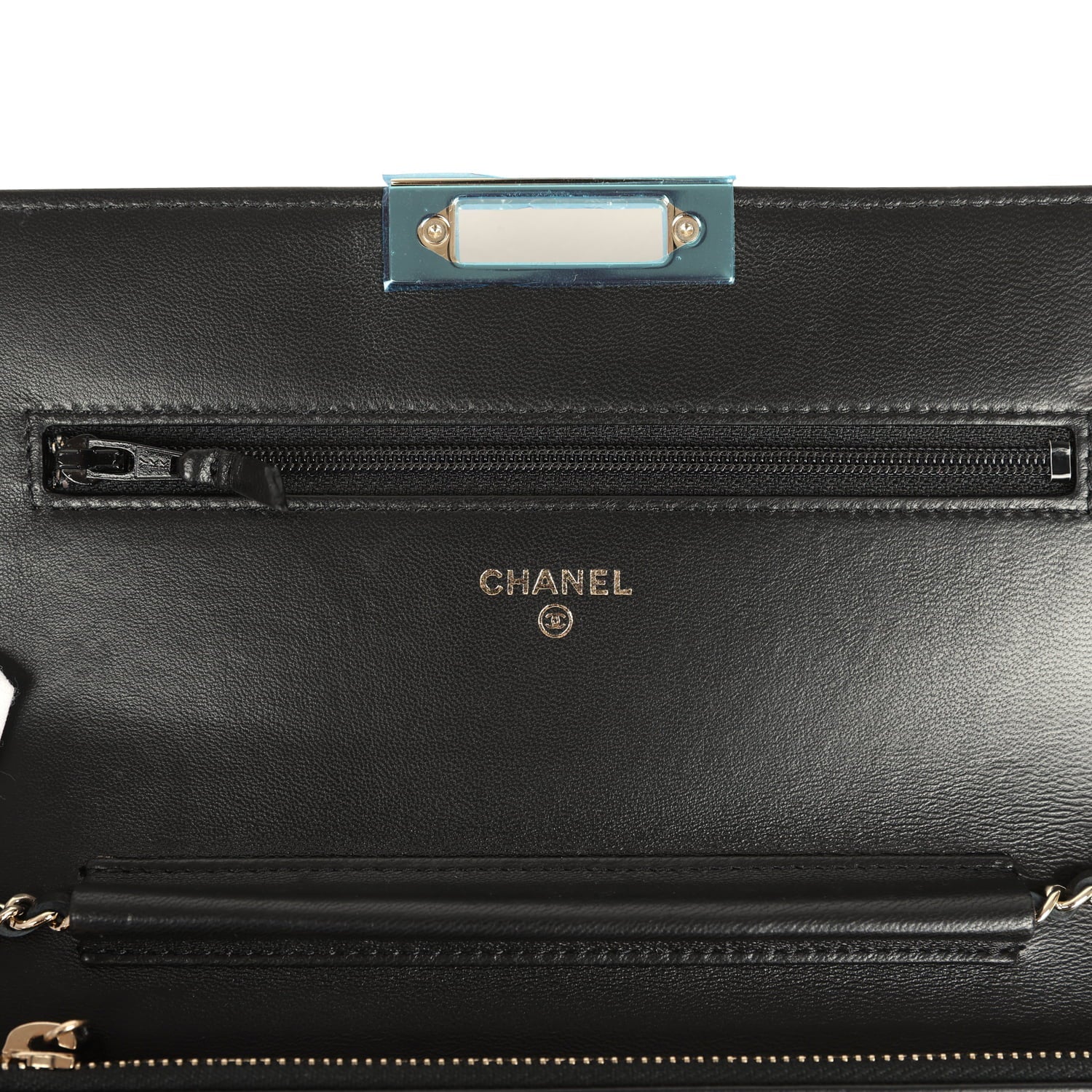 Chanel Wallet On Chain WOC Black Lambskin Light Gold Hardware