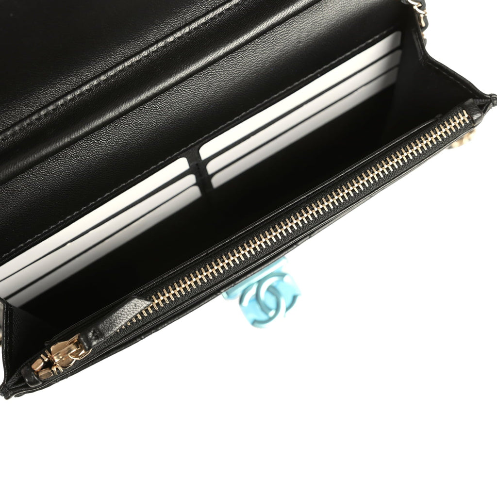 Chanel Wallet On Chain WOC Black Lambskin Light Gold Hardware