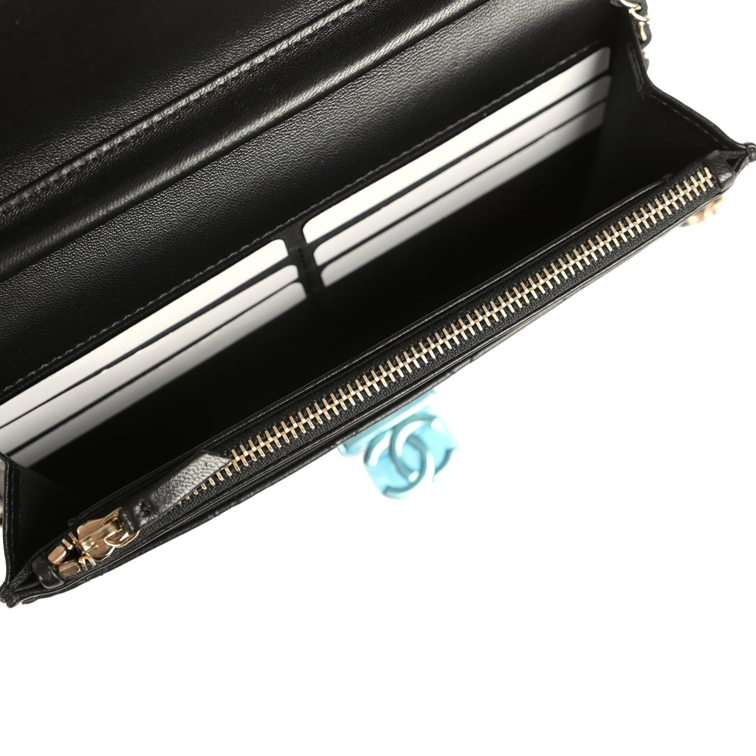 Chanel Wallet On Chain WOC Black Lambskin Light Gold Hardware