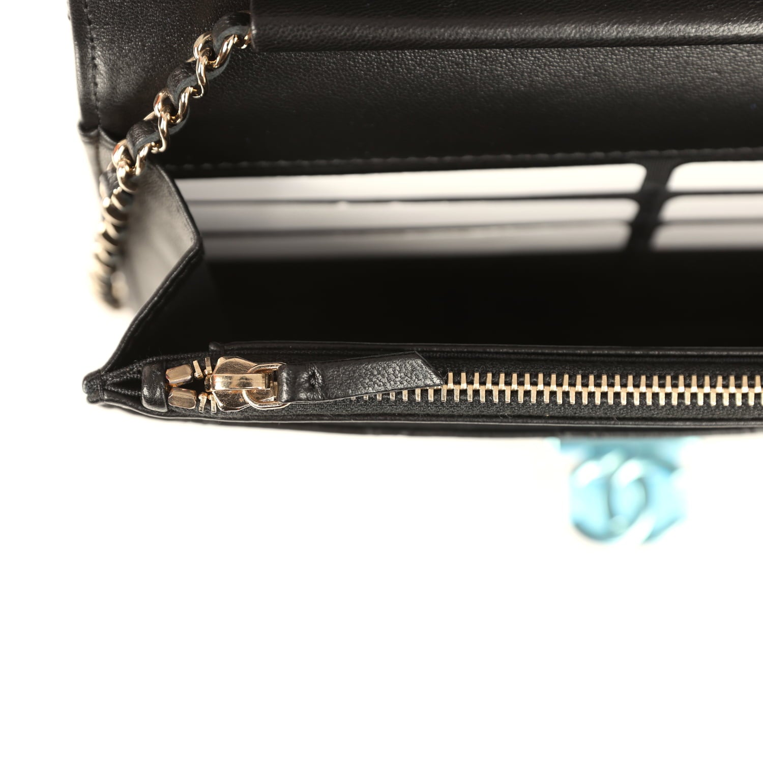 Chanel Wallet On Chain WOC Black Lambskin Light Gold Hardware