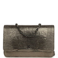 Chanel Wallet On Chain WOC Anthracite Lizard Ruthenium Hardware