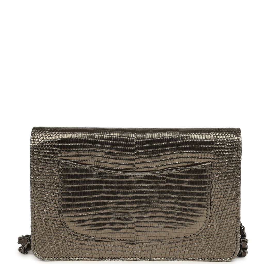 Chanel Wallet On Chain WOC Anthracite Lizard Ruthenium Hardware