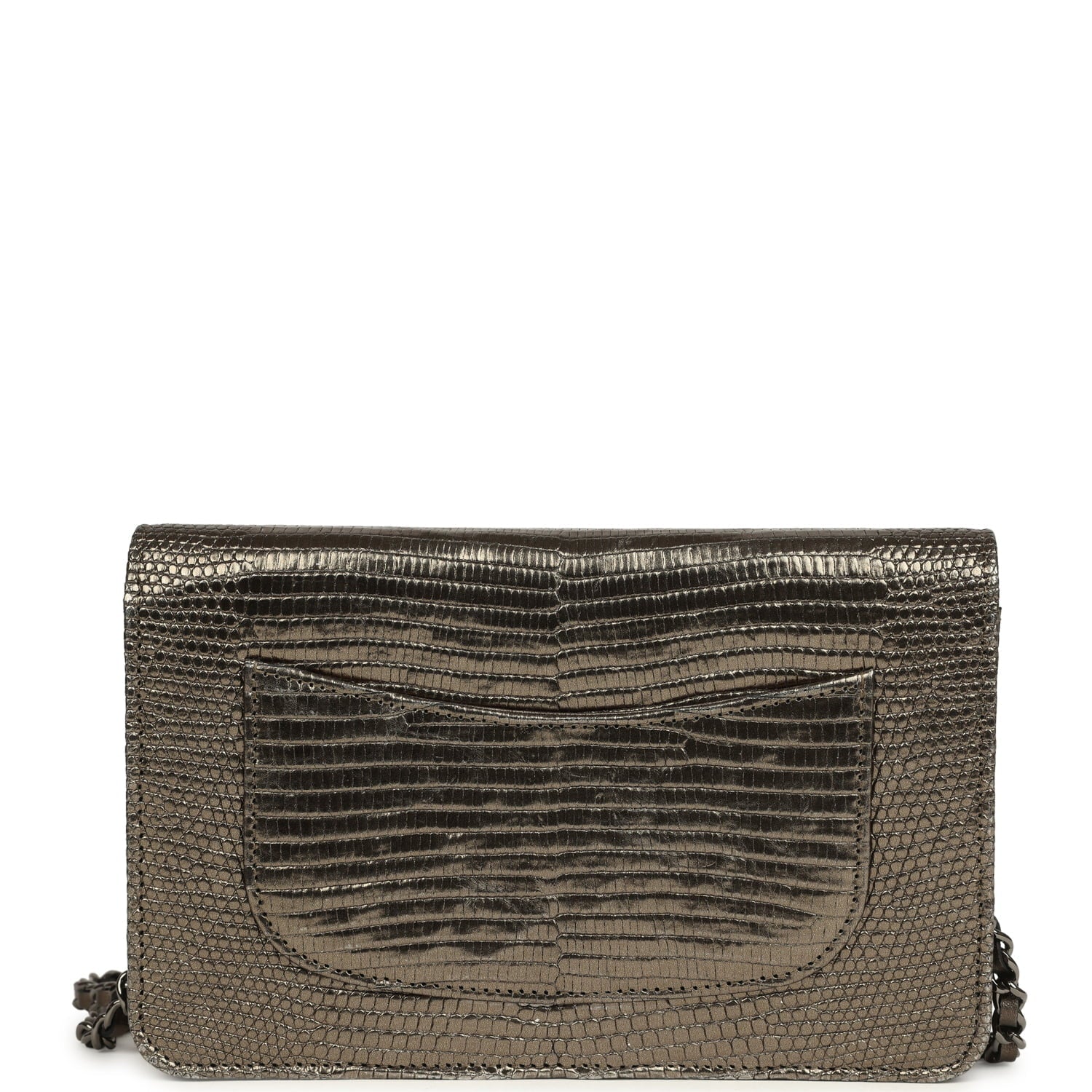 Chanel Wallet On Chain WOC Anthracite Lizard Ruthenium Hardware