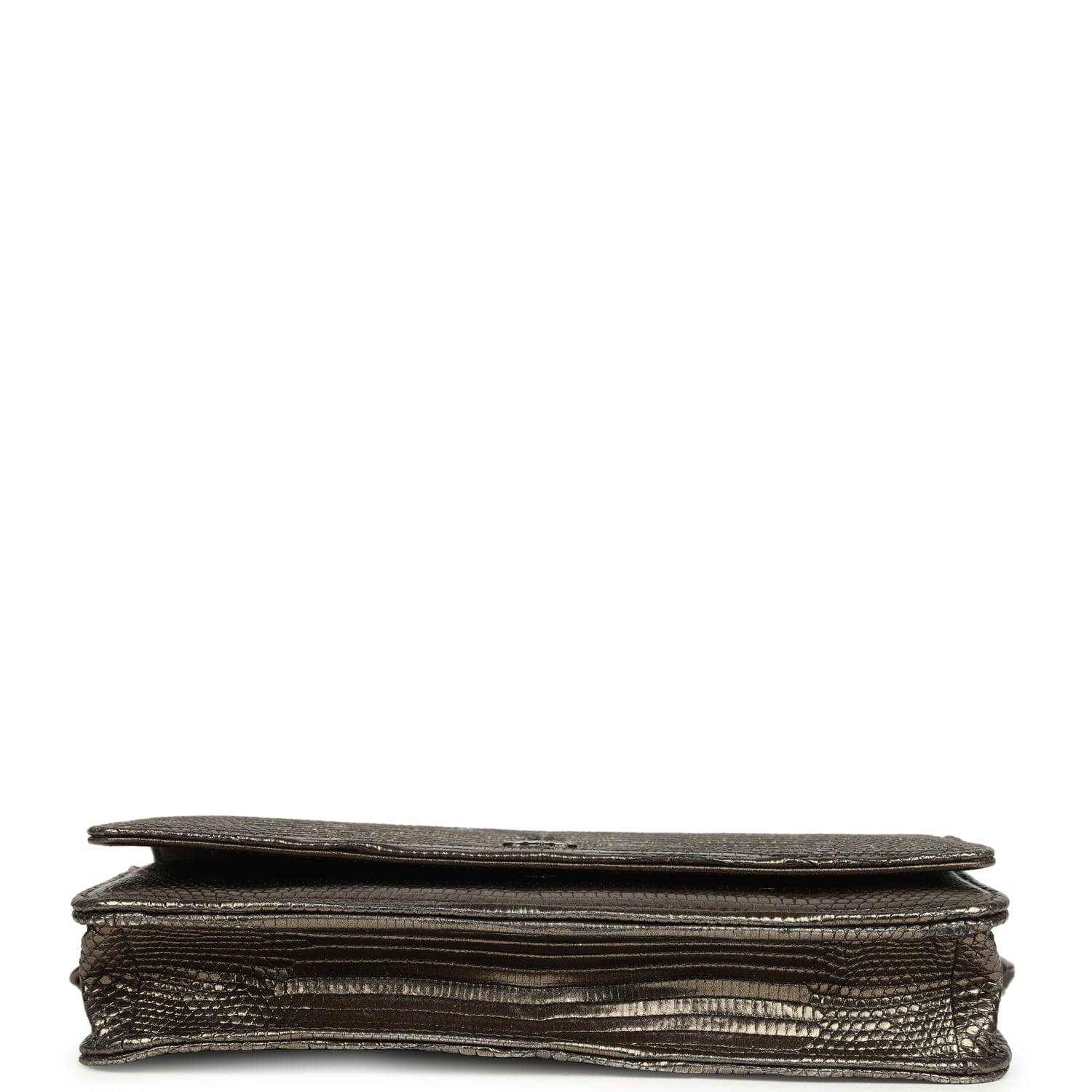 Chanel Wallet On Chain WOC Anthracite Lizard Ruthenium Hardware