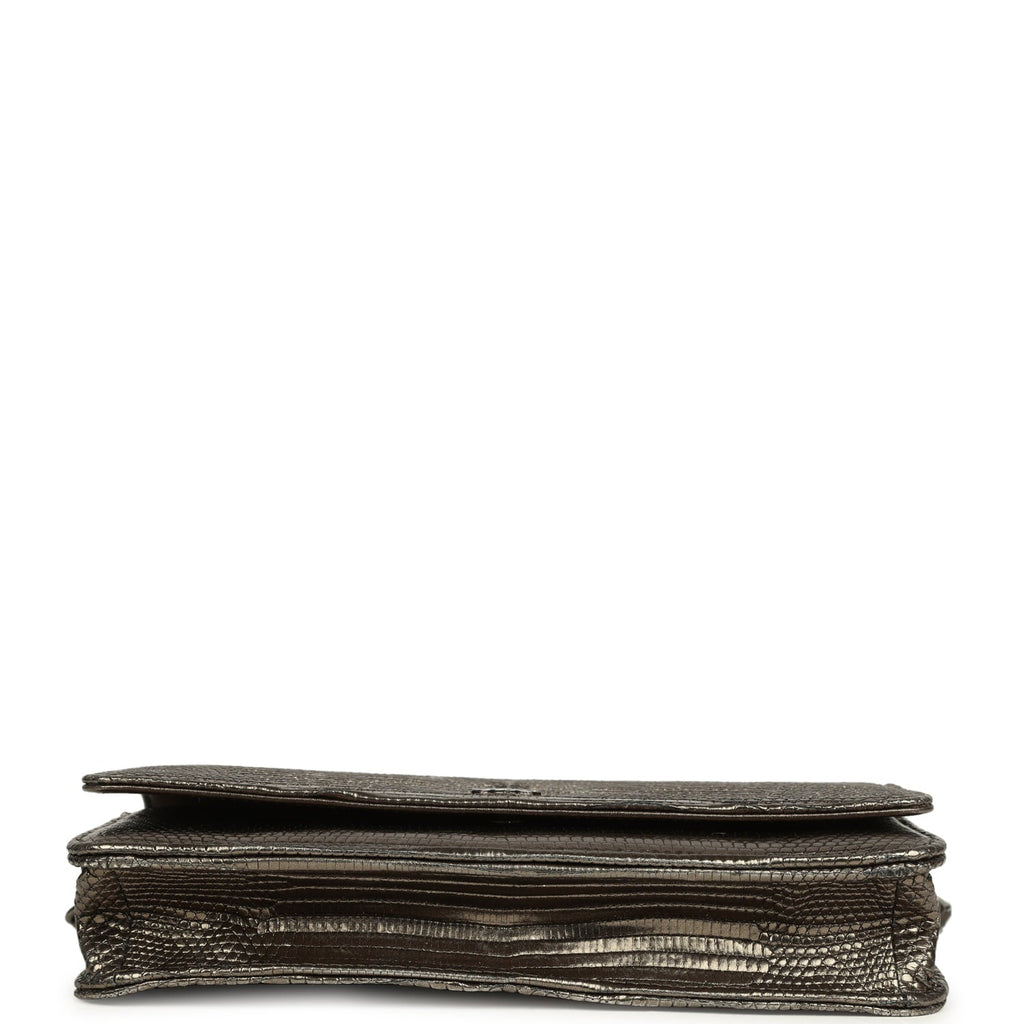 Chanel Wallet On Chain WOC Anthracite Lizard Ruthenium Hardware