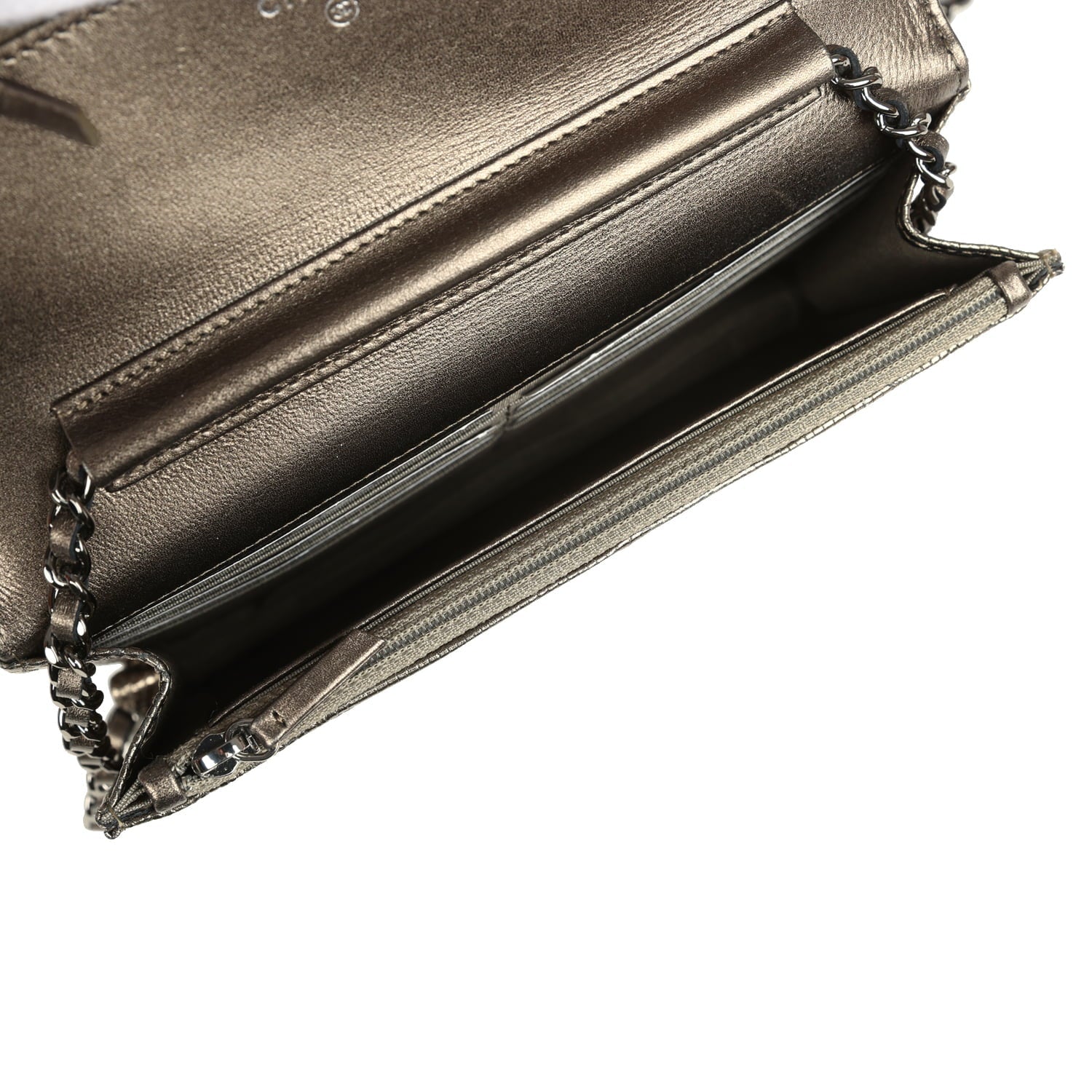 Chanel Wallet On Chain WOC Anthracite Lizard Ruthenium Hardware