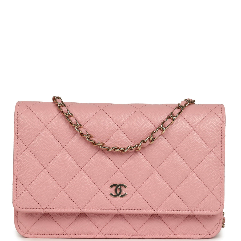 Chanel Wallet On Chain WOC Pink Shiny Caviar Light Gold Hardware