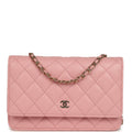 Chanel Wallet On Chain WOC Pink Shiny Caviar Light Gold Hardware