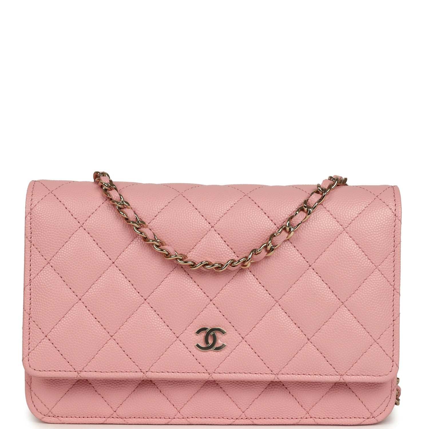 Chanel Wallet On Chain WOC Pink Shiny Caviar Light Gold Hardware