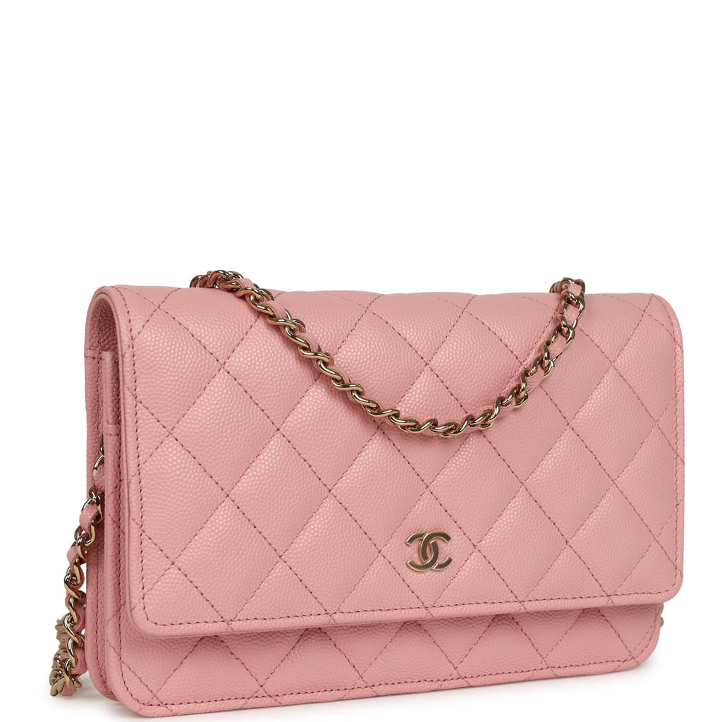 Chanel Wallet On Chain WOC Pink Shiny Caviar Light Gold Hardware