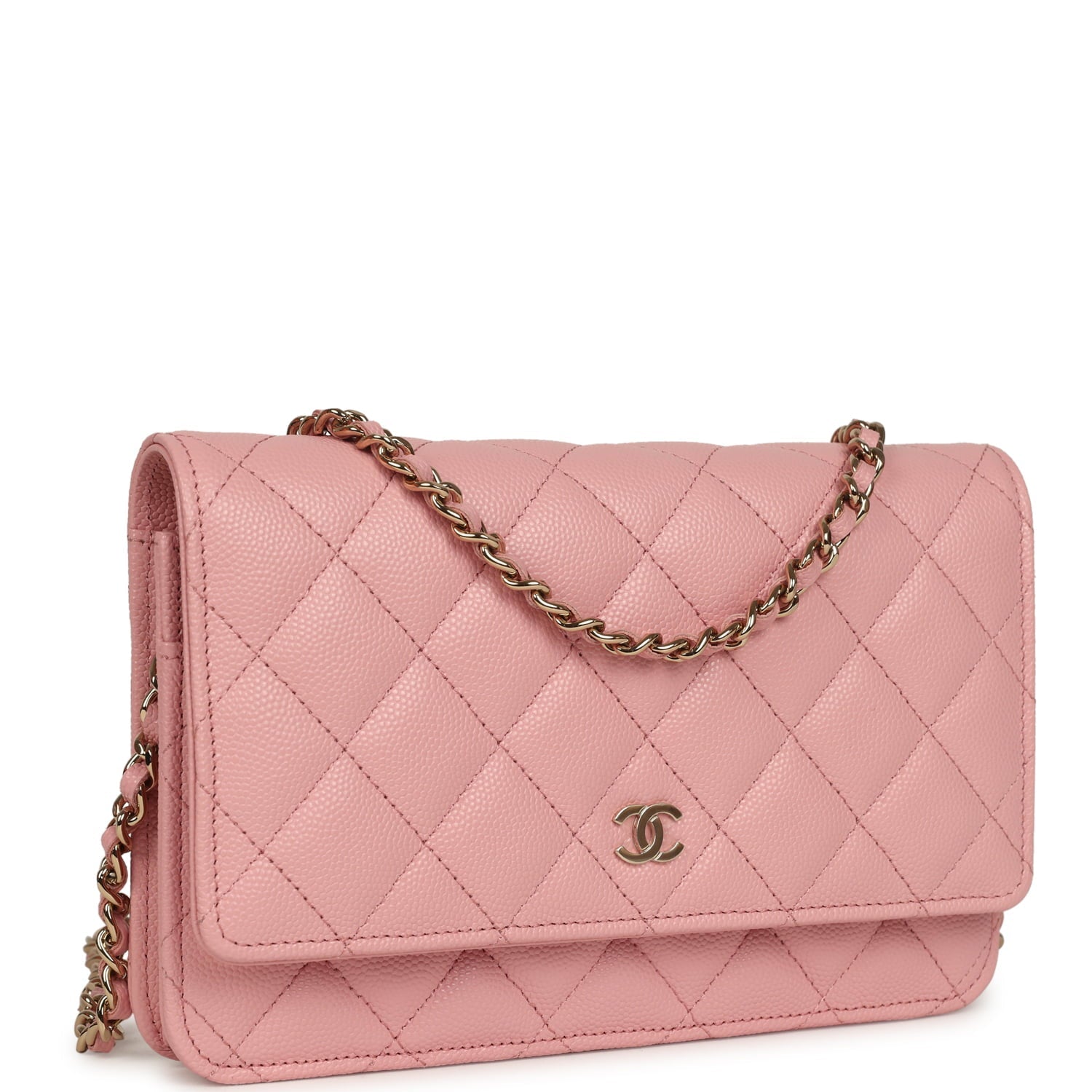 Chanel Wallet On Chain WOC Pink Shiny Caviar Light Gold Hardware