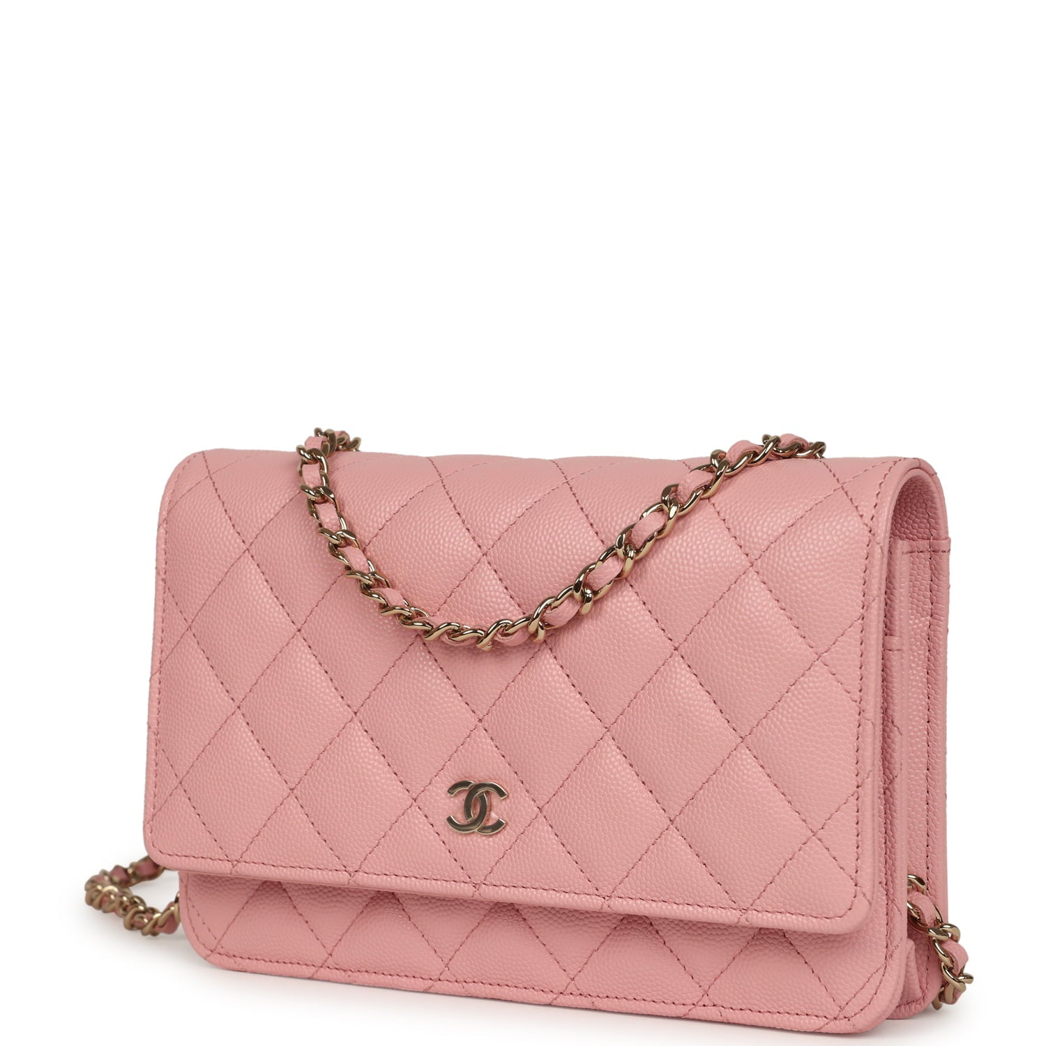 Chanel Wallet On Chain WOC Pink Shiny Caviar Light Gold Hardware