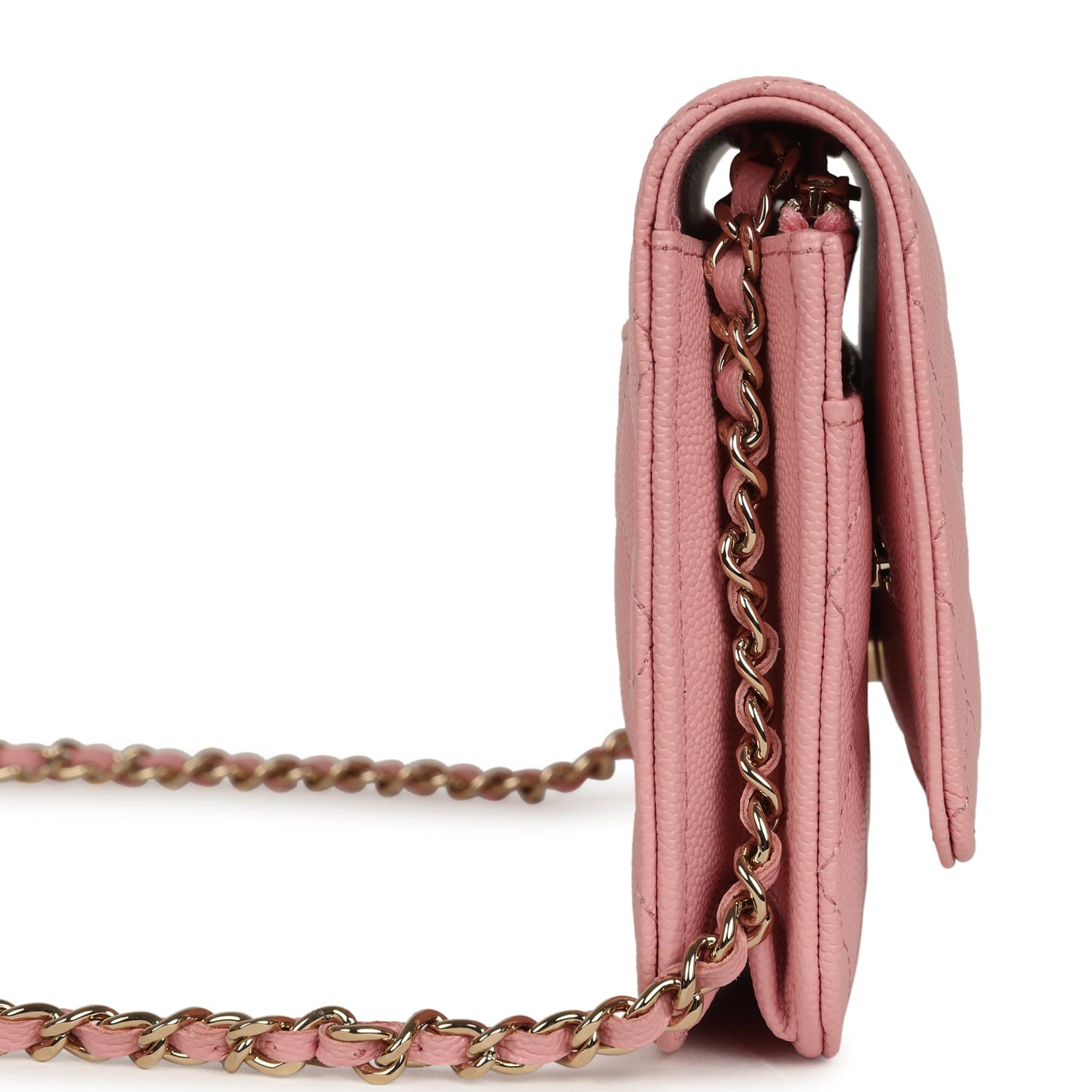 Chanel Wallet On Chain WOC Pink Shiny Caviar Light Gold Hardware
