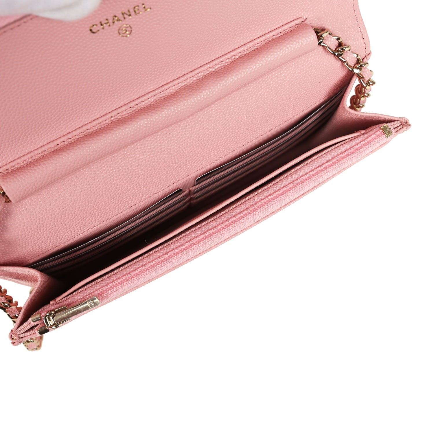 Chanel Wallet On Chain WOC Pink Shiny Caviar Light Gold Hardware