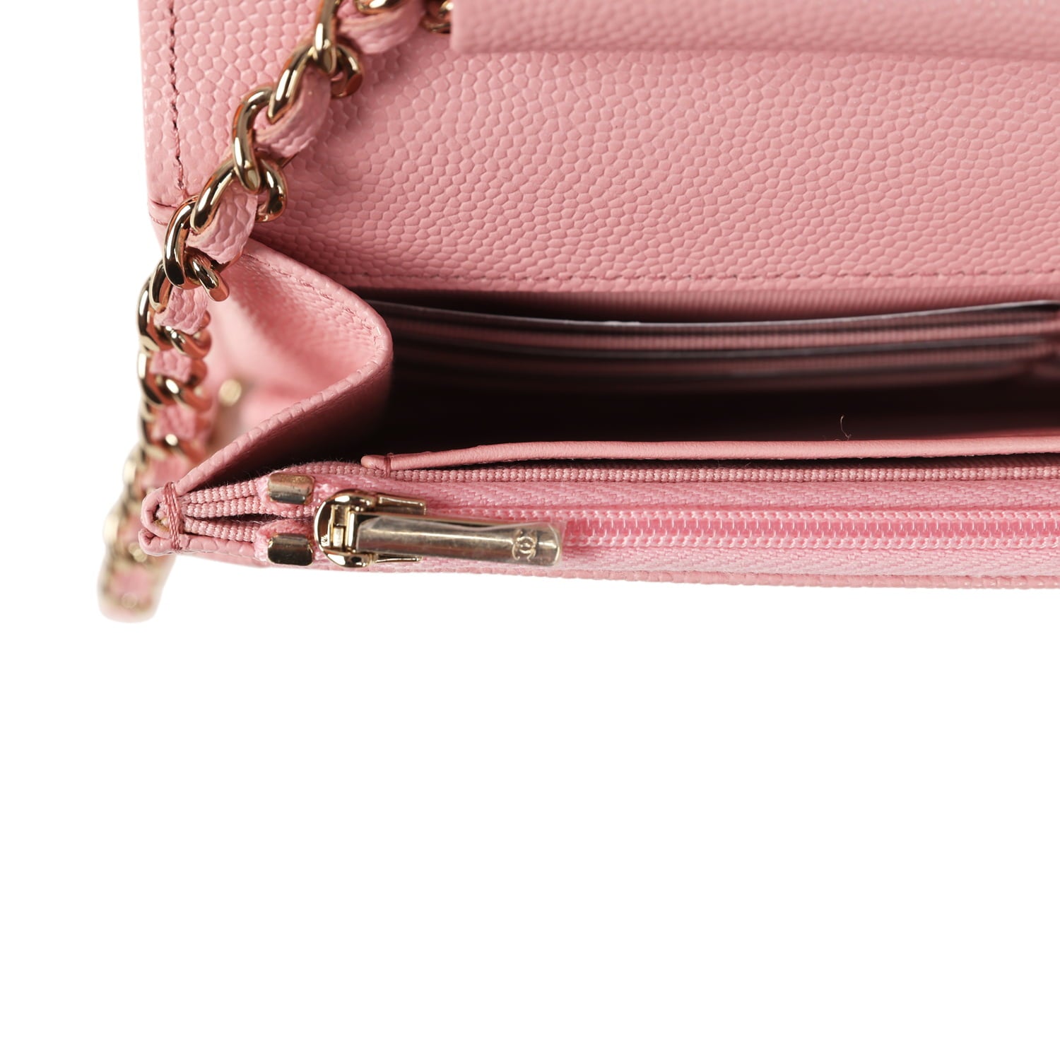 Chanel Wallet On Chain WOC Pink Shiny Caviar Light Gold Hardware