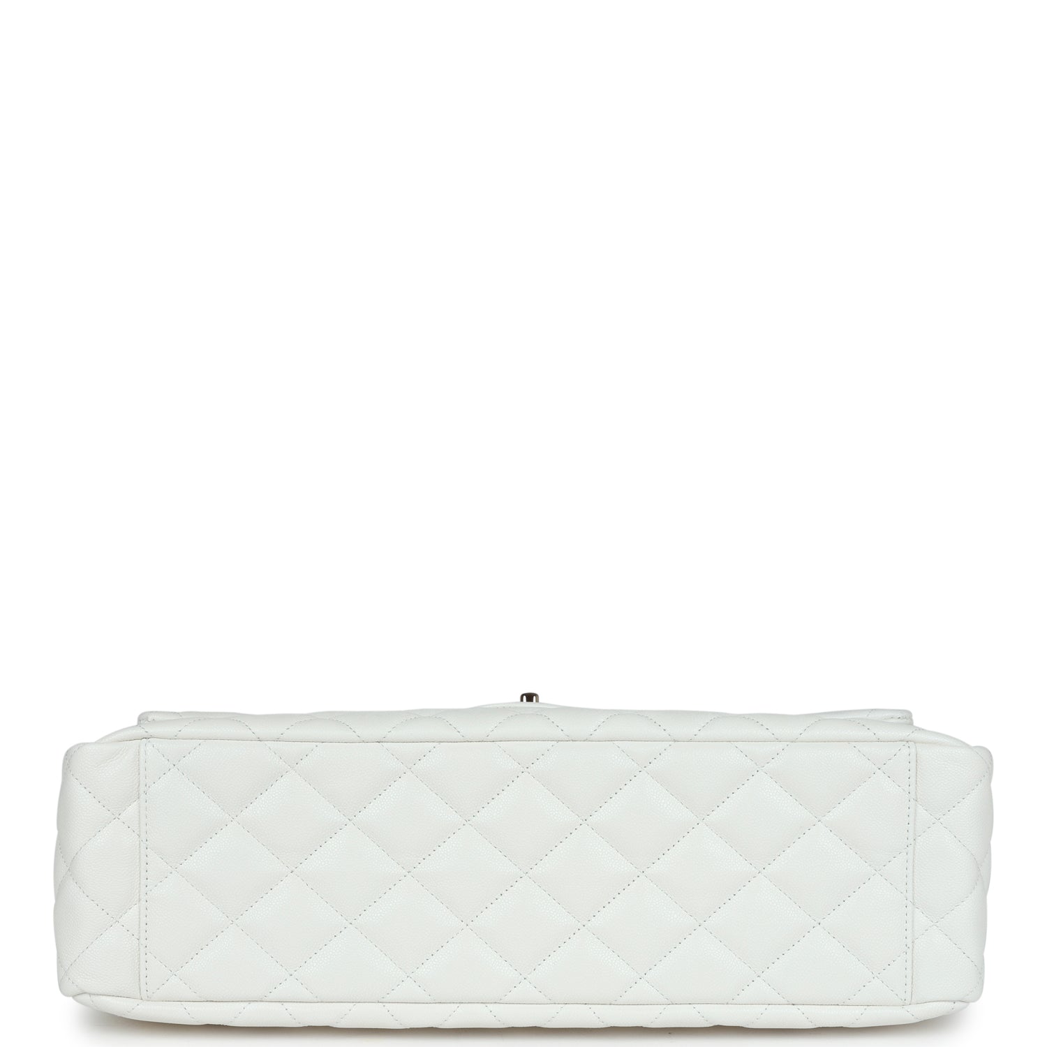 Chanel XXL Classic Single Flap Bag White Shiny Caviar Light Gold Hardware