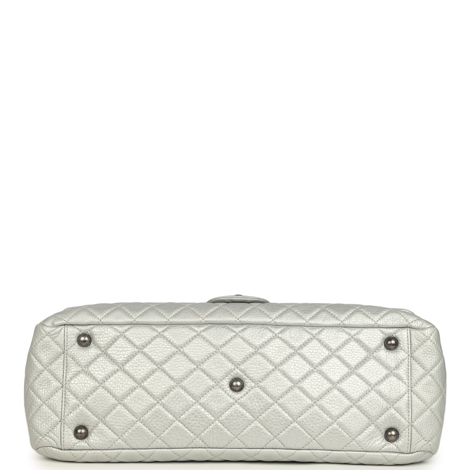 Chanel XXL Classic Single Flap Bag Silver Metallic Calfskin Aged Ruthenium Hardware