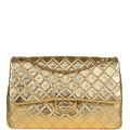 Chanel XXL Classic Single Flap Bag Gold Metallic Lambskin Light Gold Hardware