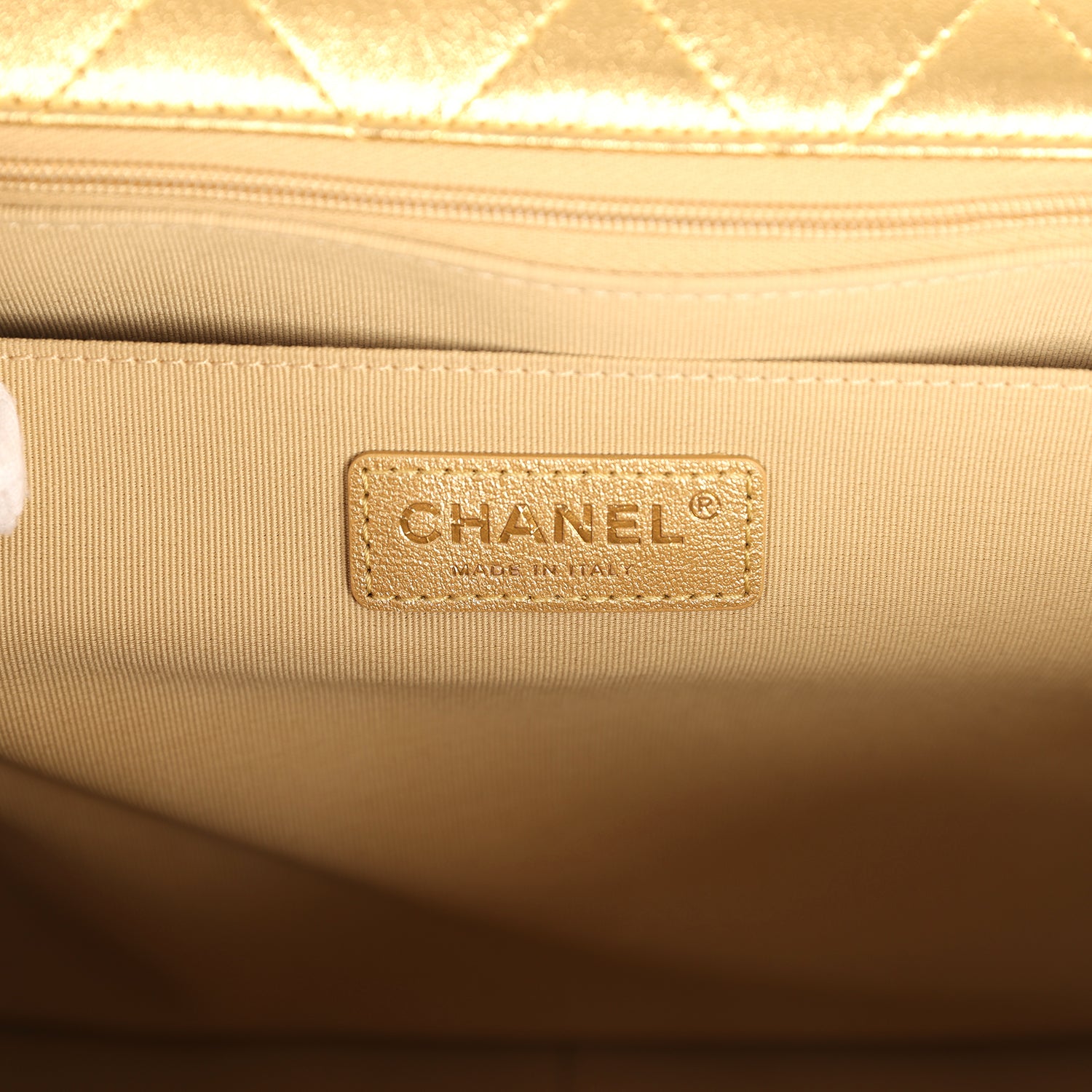 Chanel XXL Classic Single Flap Bag Gold Metallic Lambskin Light Gold Hardware