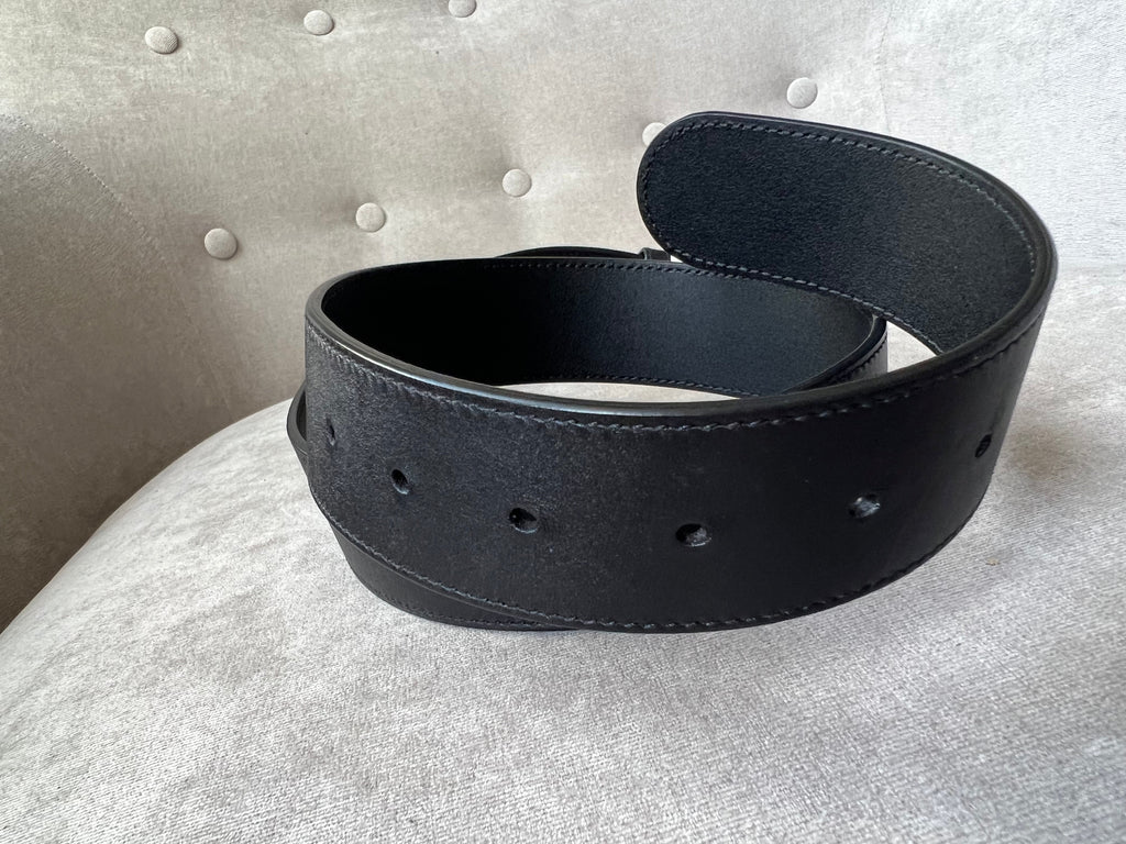 Gucci GG 2015 Re edition Marmont Black Wide Leather Belt with Gold Buckle