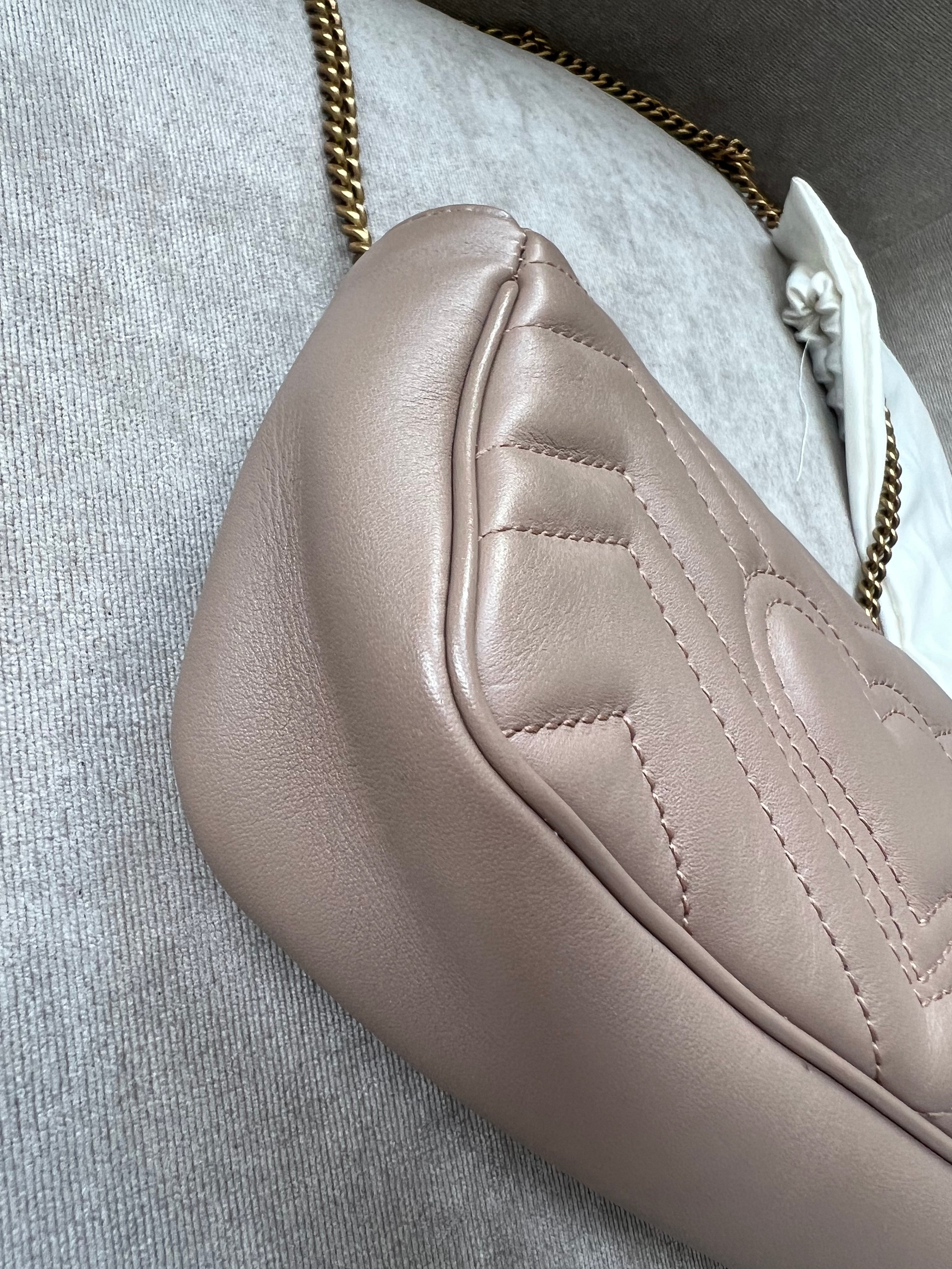Gucci GG Dusty Pink Marmont Super Mini Shoulder Bag