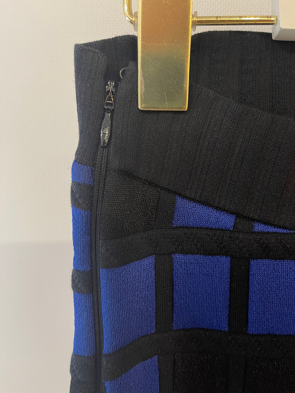 Chanel Spring 2013 Black and Electric Blue Checked Bandeau Dress Size FR 36 (UK 8)