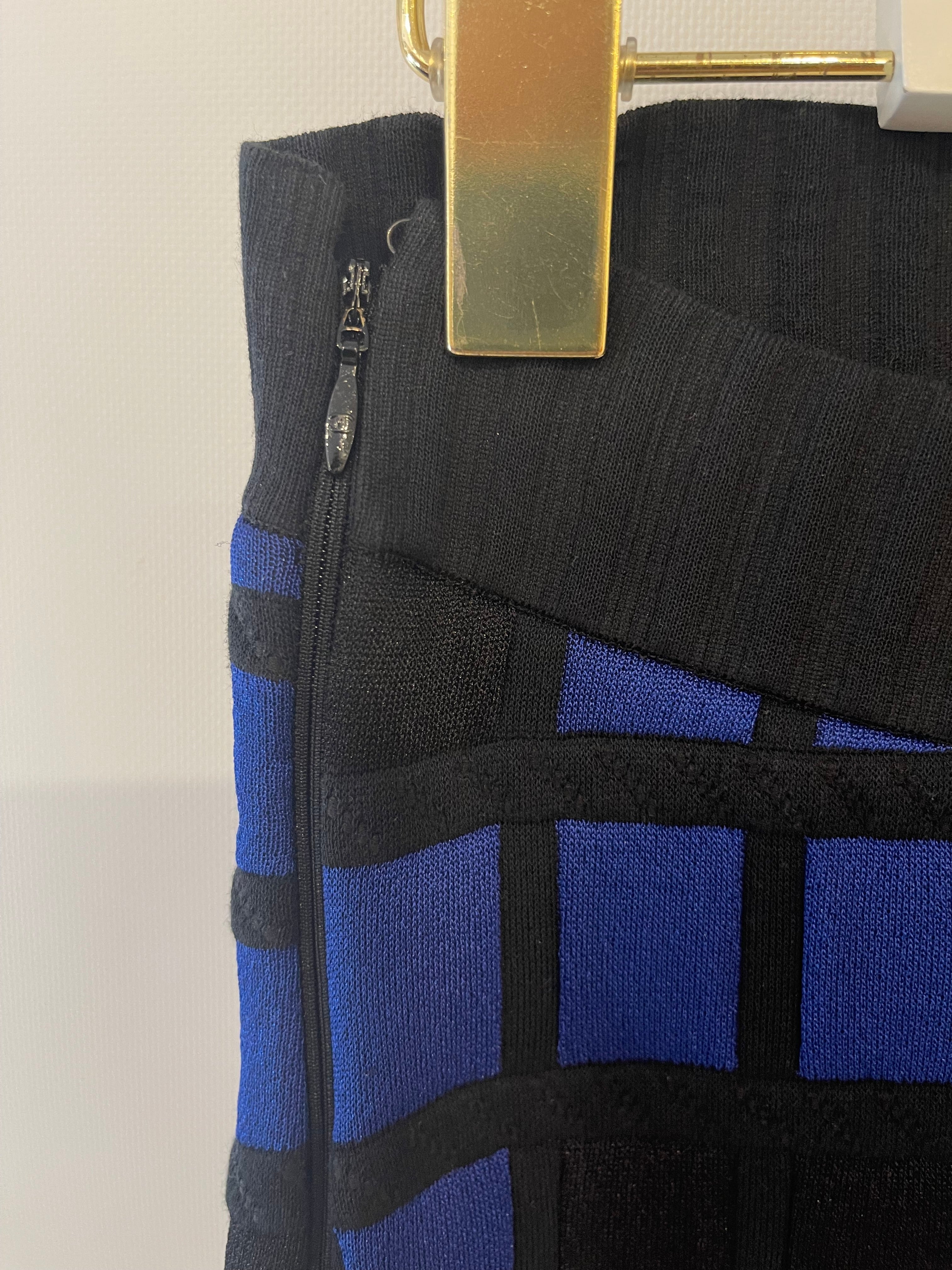 Chanel Spring 2013 Black and Electric Blue Checked Bandeau Dress Size FR 36 (UK 8)