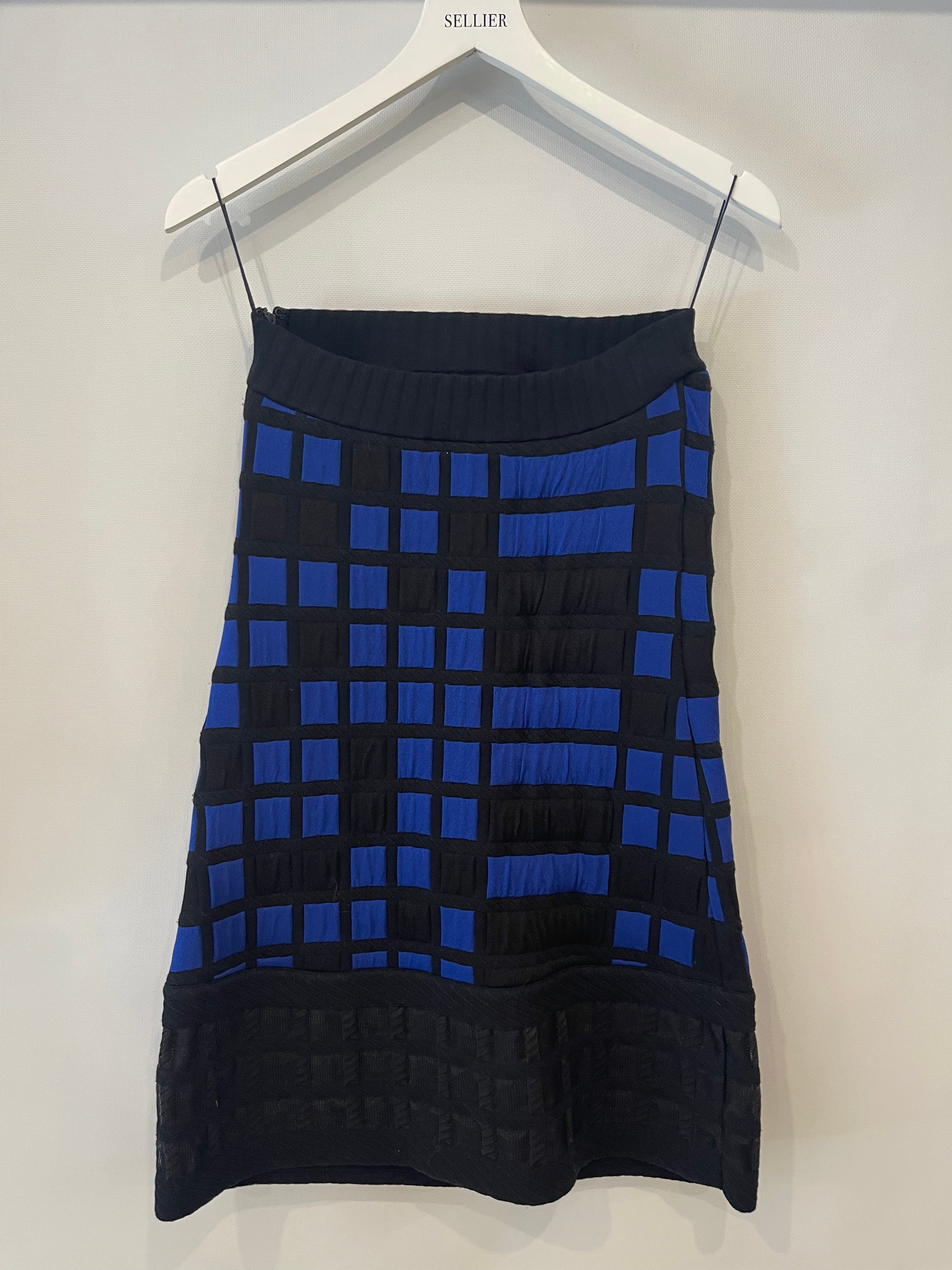 *FIRE PRICE* Chanel Spring 2013 Black and Blue Checked Mini Bandeau Dress Size FR 40 (UK 12) RRP £1,300