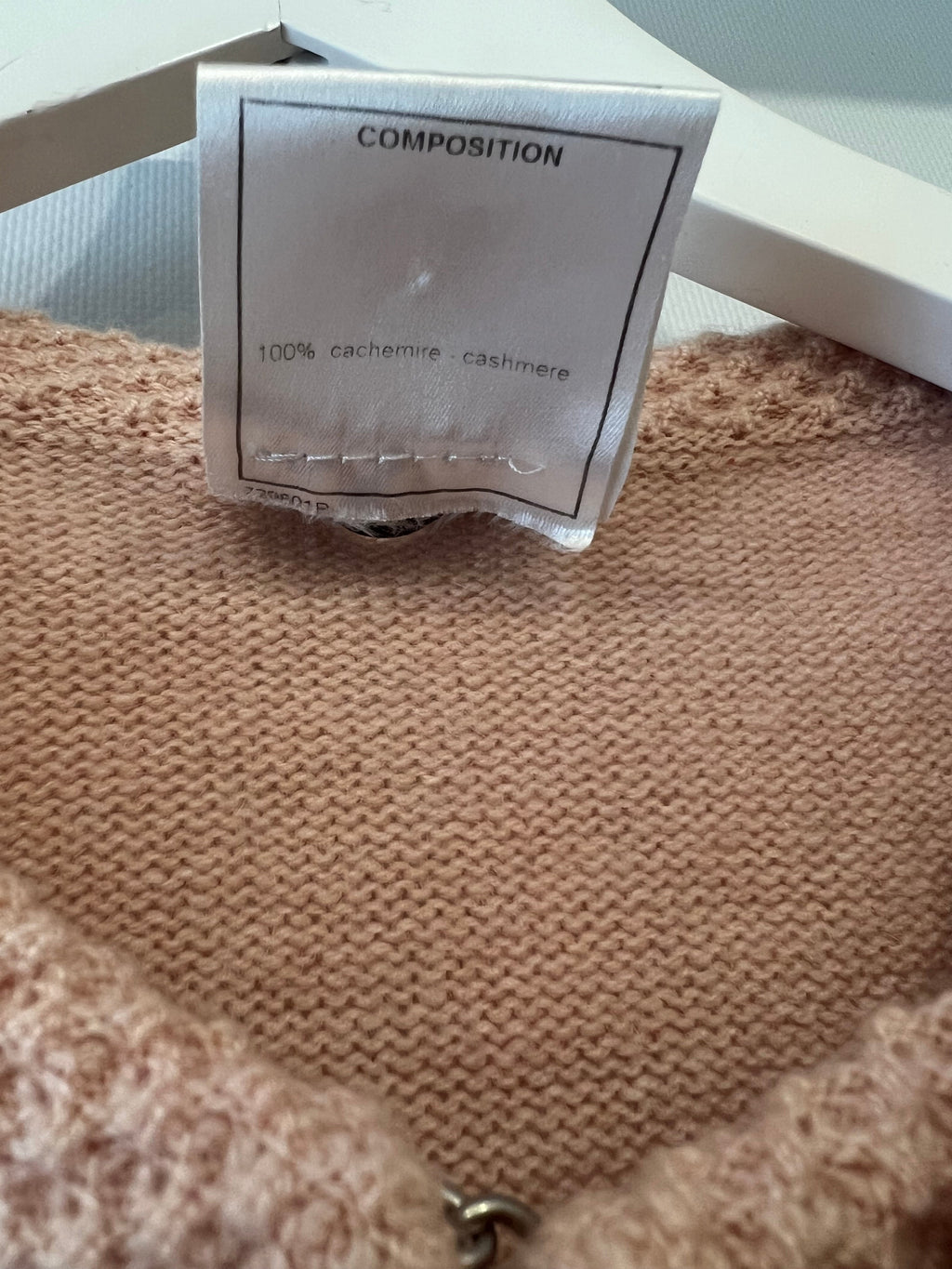 Chanel 05/S Vintage Pink Cashmere Cardigan with Floral Crystals Size FR 38 (UK 10)