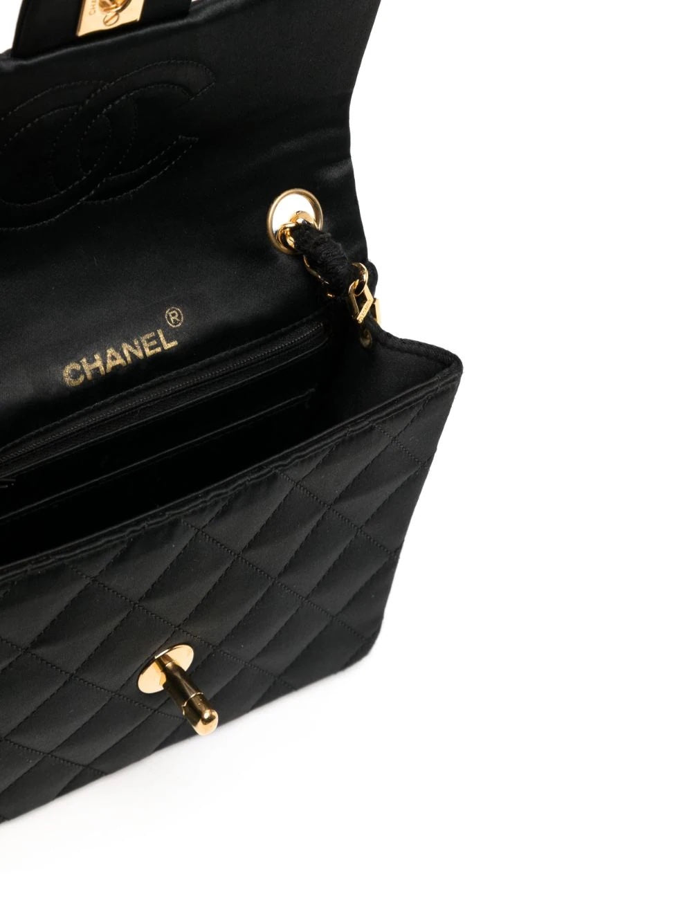 CHANEL CLASSIC QUILTED SATIN FLAP MINI SHOULDER BAG