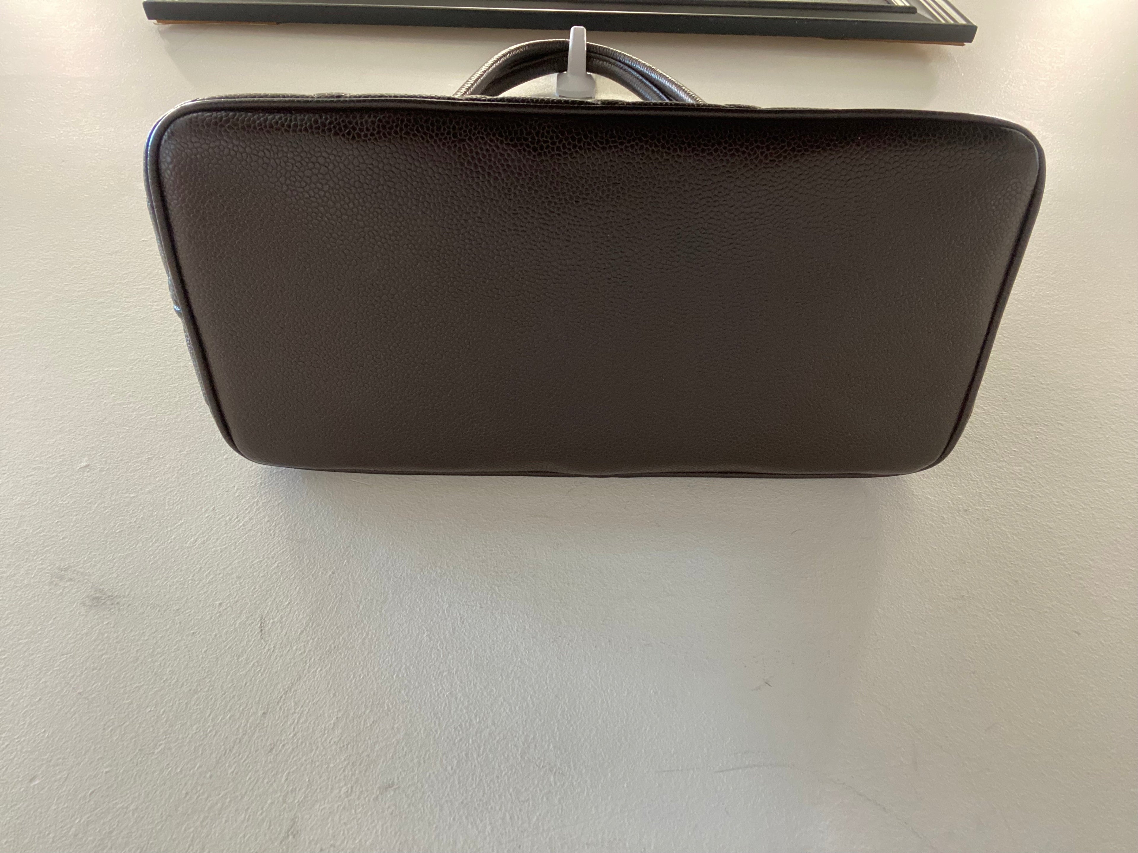 CHANEL CC BROWN CAVIAR LEATHER MEDALLION TOTE BAG
