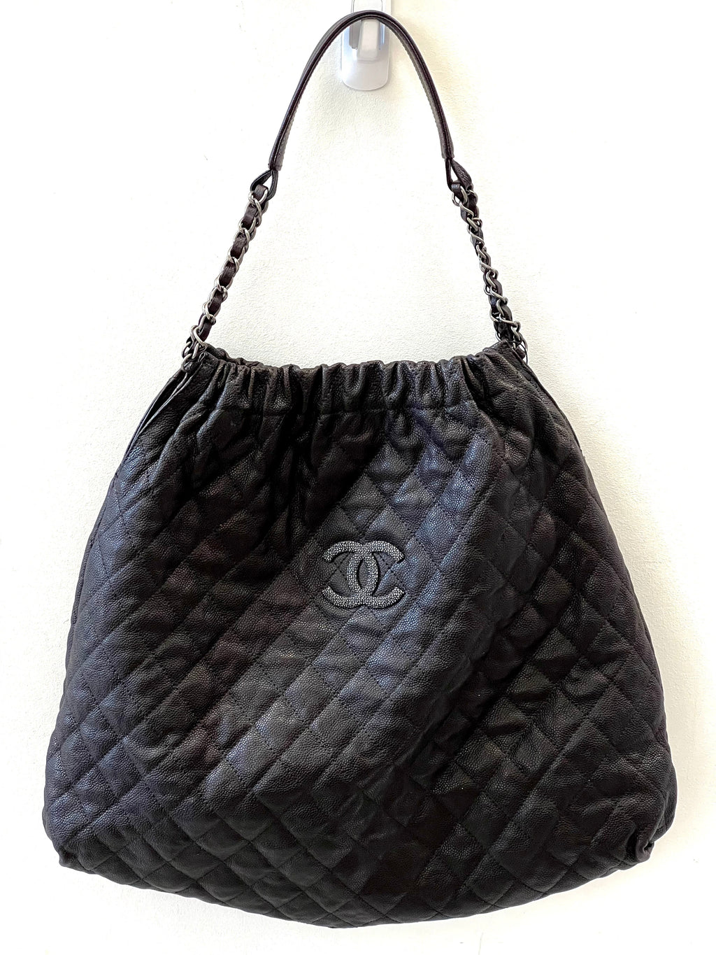 CHANEL CC CAVIAR QUILTED ELASTIC SHOULDER BAG