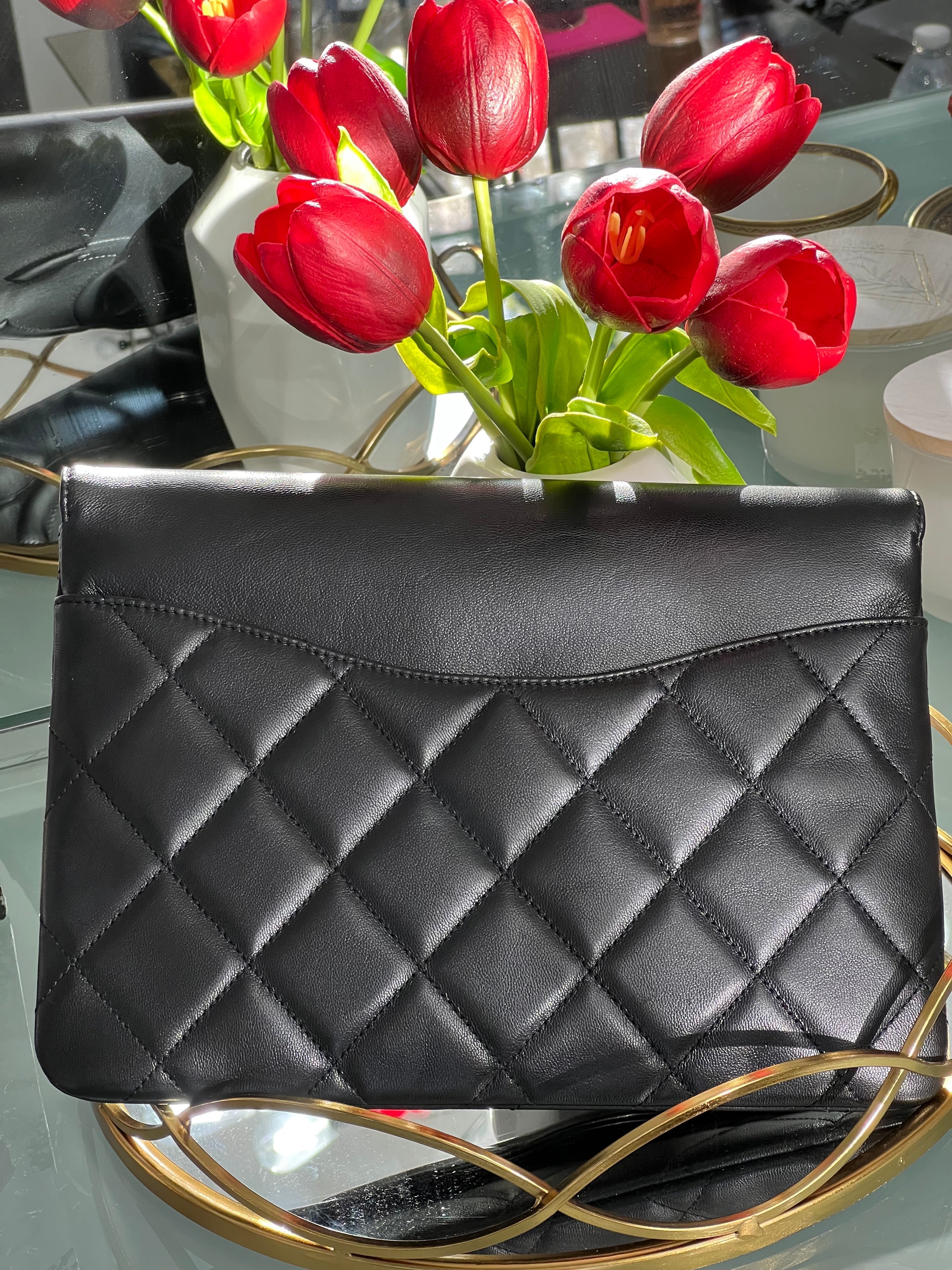 CHANEL CC LAMBSKIN CLUTCH BAG