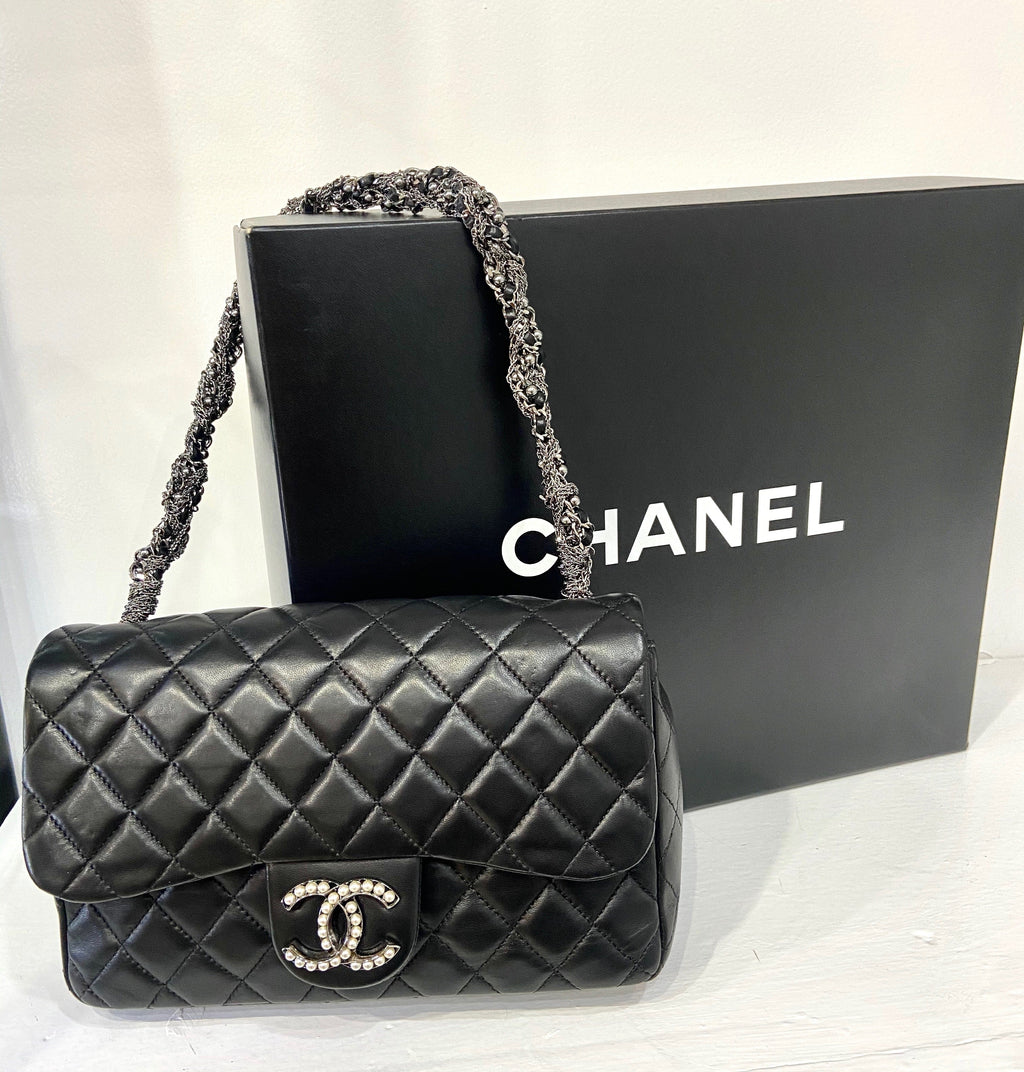 CHANEL CC WESTMINSTER PEARL FLAP LAMBSKIN BAG