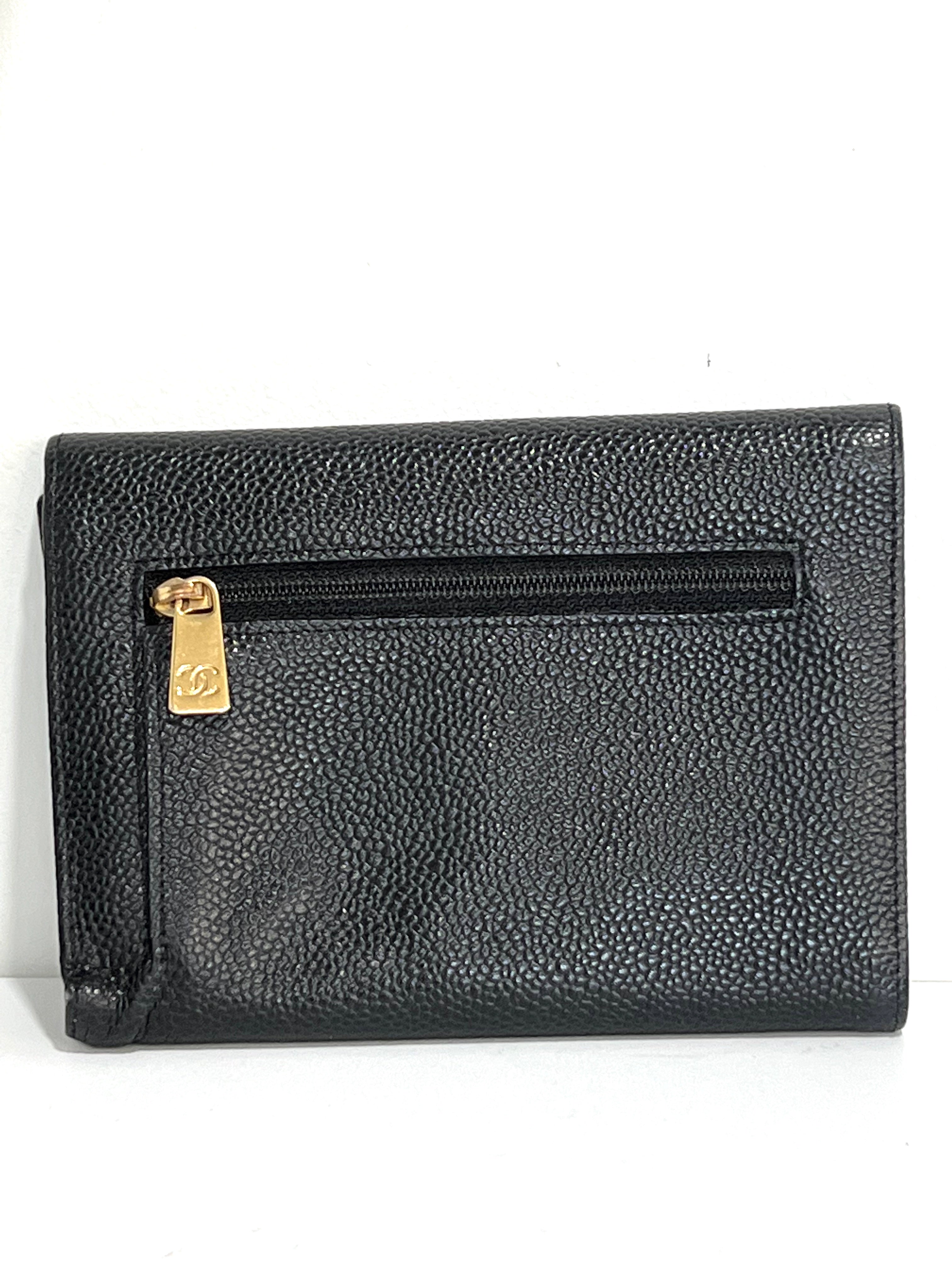 CHANEL VINTAGE COCO CAVIAR TRI-FOLD WALLET