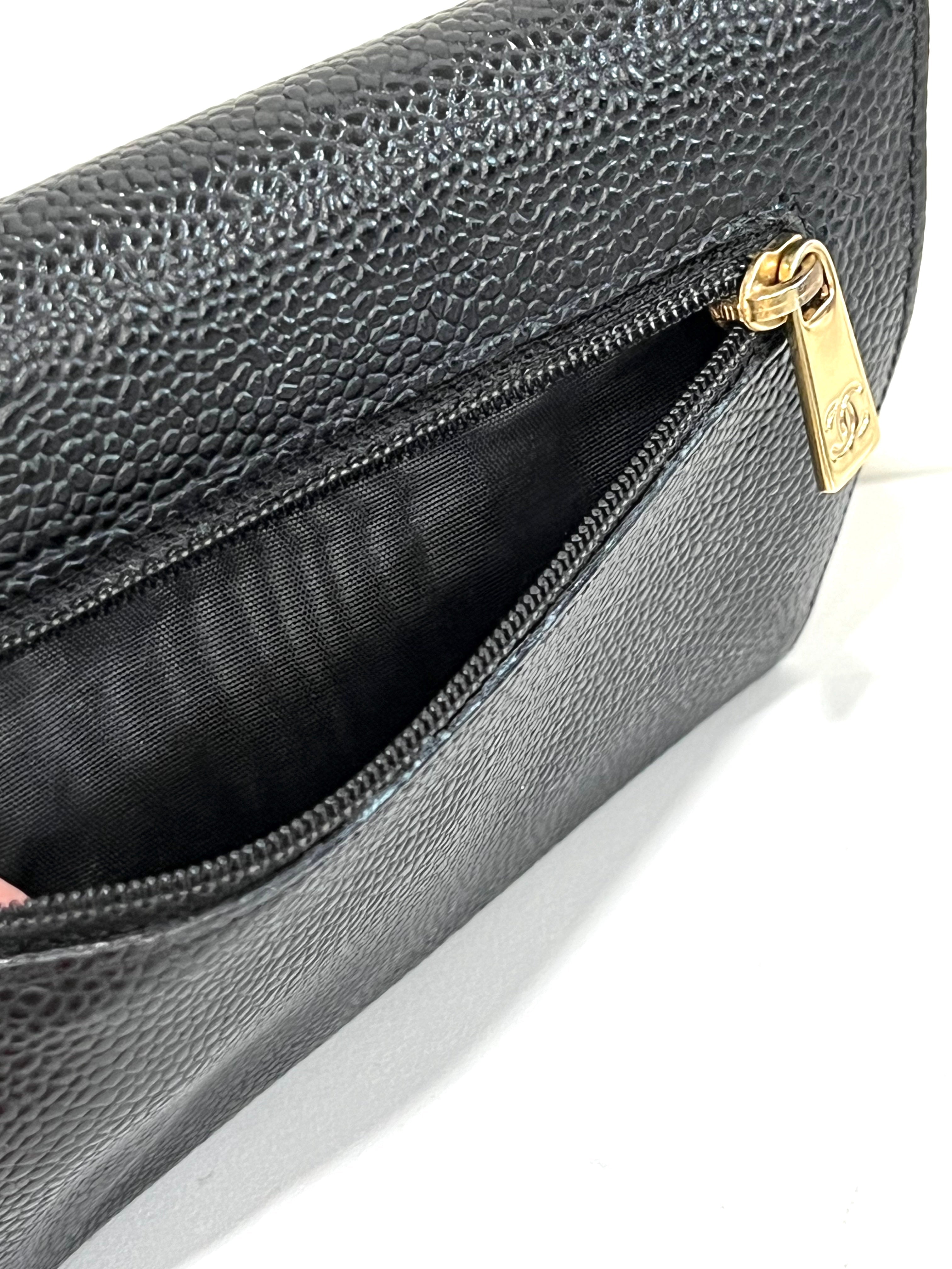 CHANEL VINTAGE COCO CAVIAR TRI-FOLD WALLET
