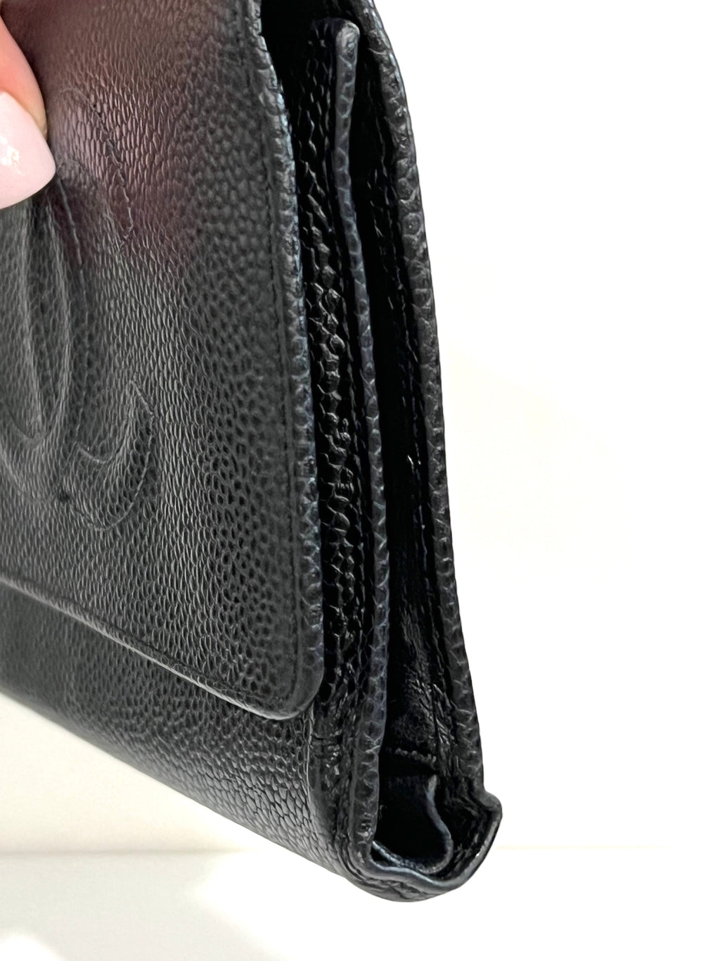 CHANEL VINTAGE COCO CAVIAR TRI-FOLD WALLET