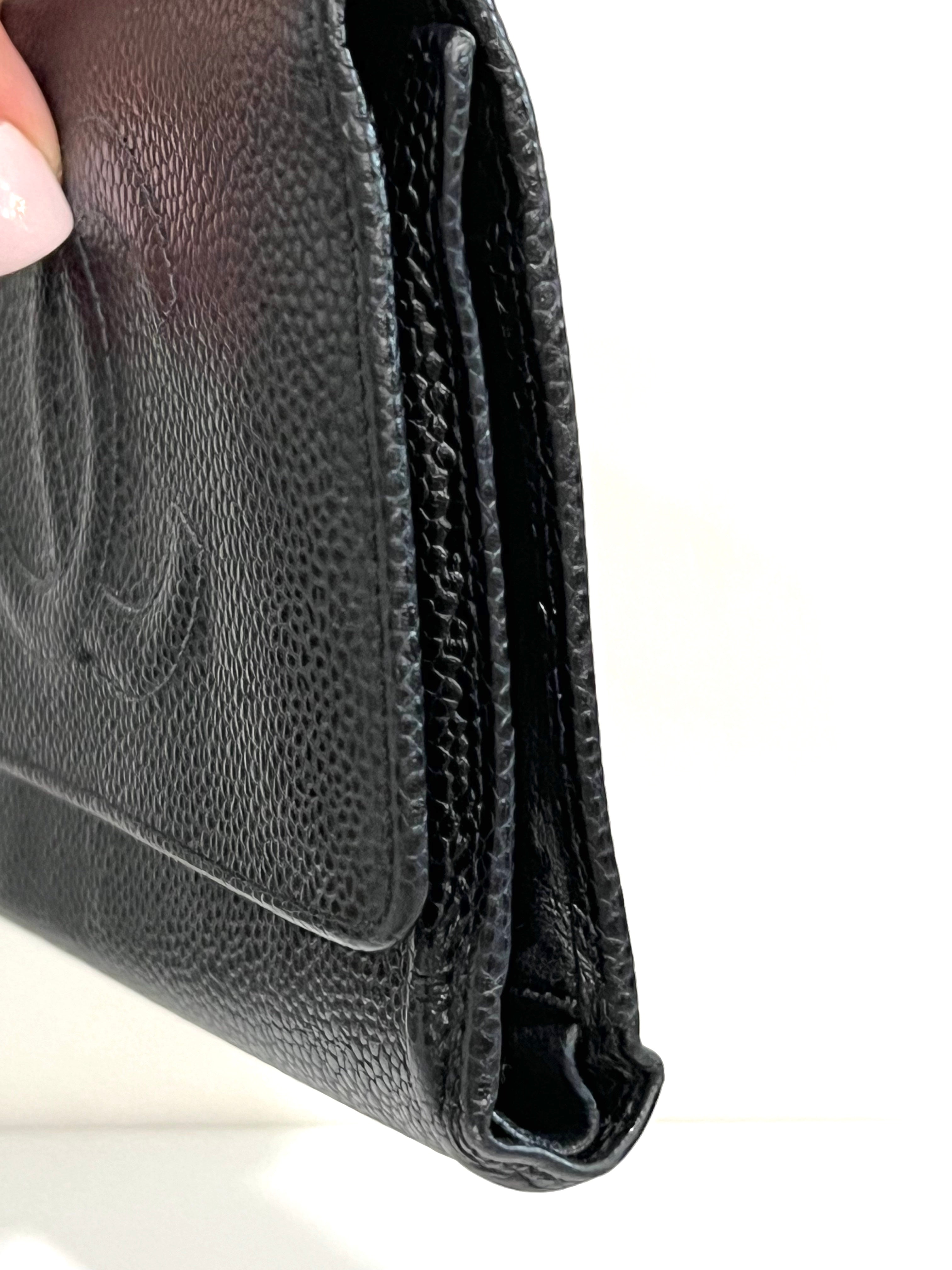 CHANEL VINTAGE COCO CAVIAR TRI-FOLD WALLET