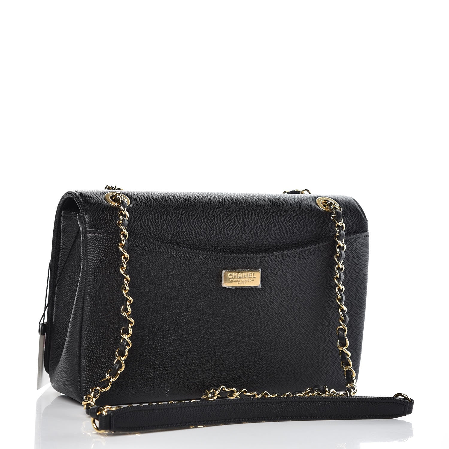 CHANEL MEDIUM CAPTAIN GOLD EMBROIDERED CAVIAR FLAP BAG