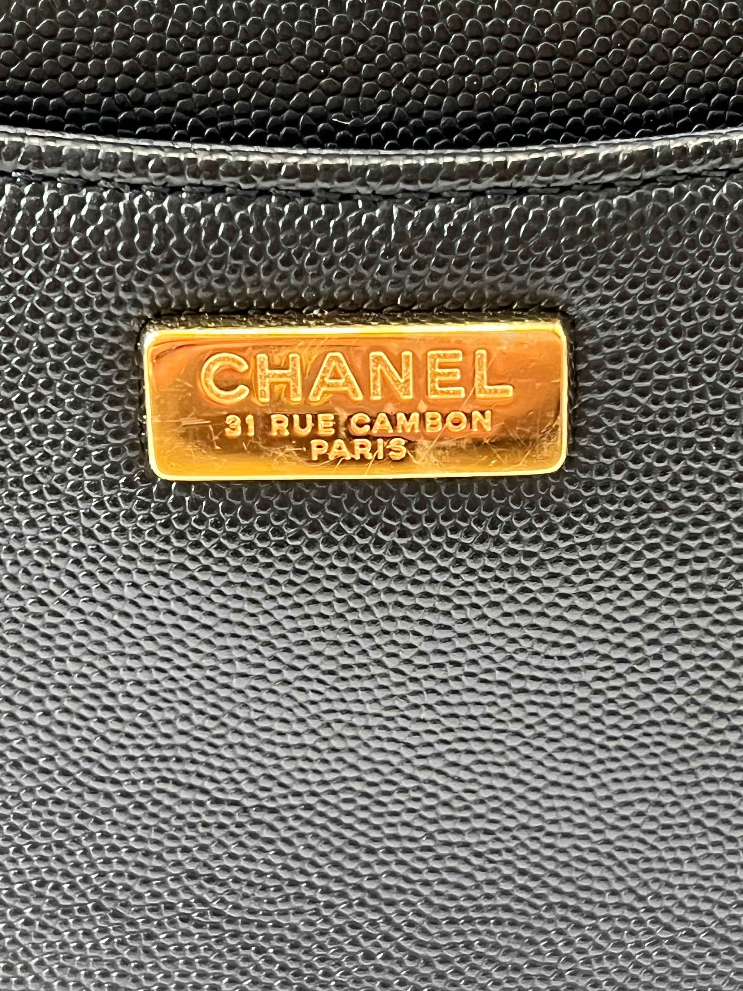 CHANEL MEDIUM CAPTAIN GOLD EMBROIDERED CAVIAR FLAP BAG
