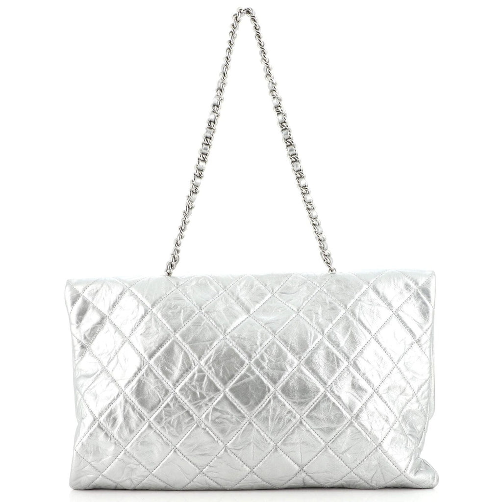 CHANEL CRUMPLED QUILTED CALFSKIN METALLIC CHAIN BAG
