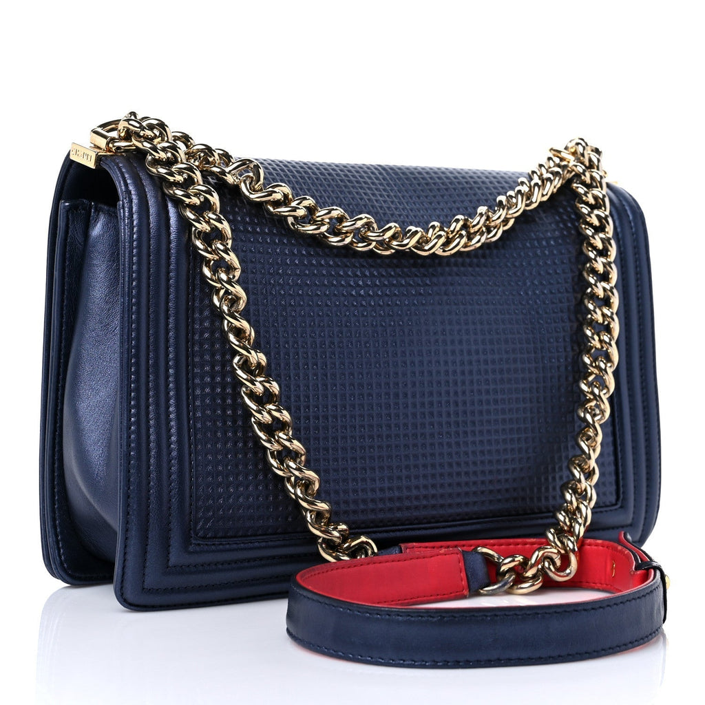 CHANEL CUBE EMBOSSED LAMBSKIN NEW MEDIUM BOY BAG