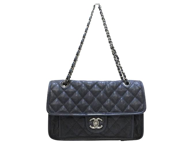 CHANEL FRENCH RIVIERA QUILTED CAVIAR MEDIUM FLAP BAG