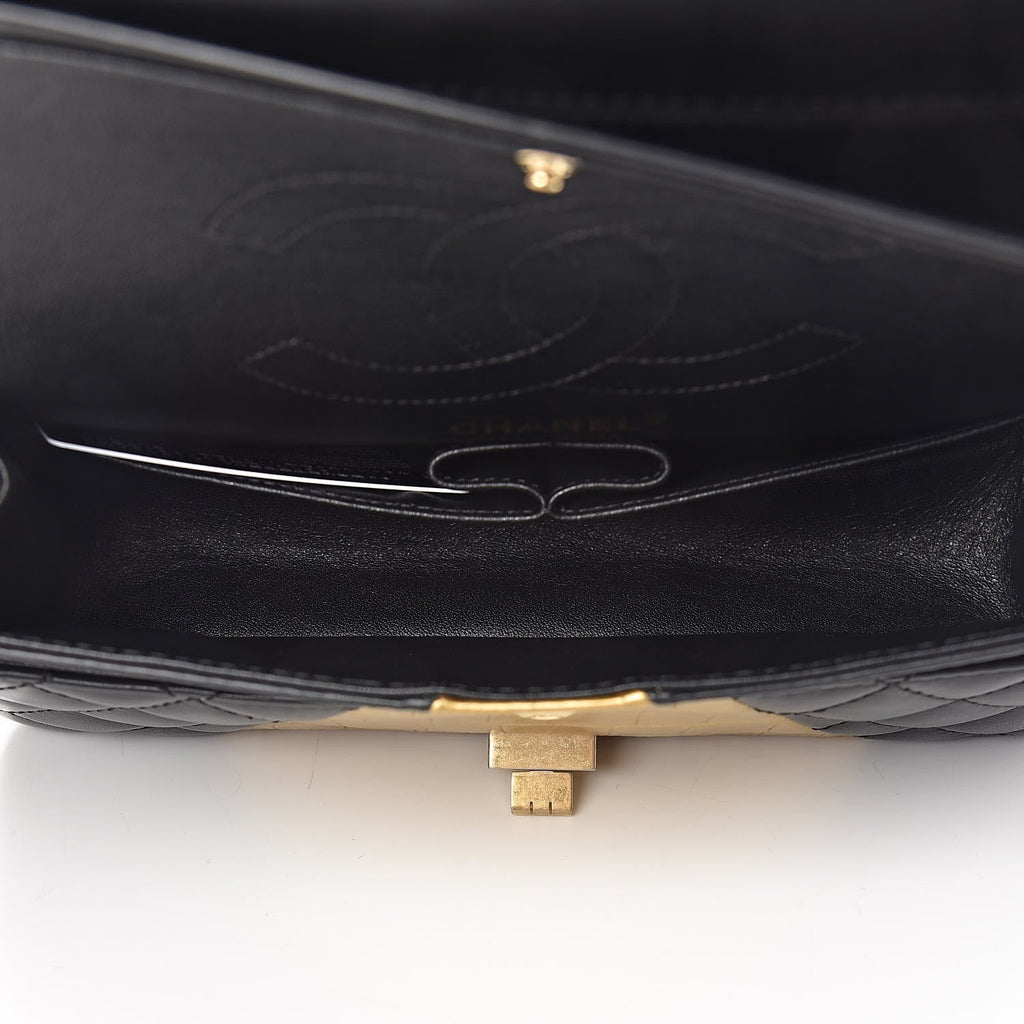 CHANEL LAMBSKIN METALLIC CALFSKIN CROC EMBOSSED FLAP BAG
