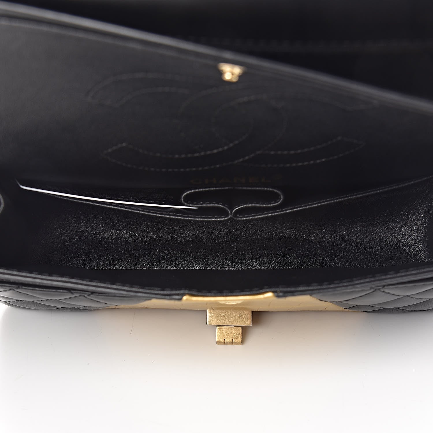 CHANEL LAMBSKIN METALLIC CALFSKIN CROC EMBOSSED FLAP BAG