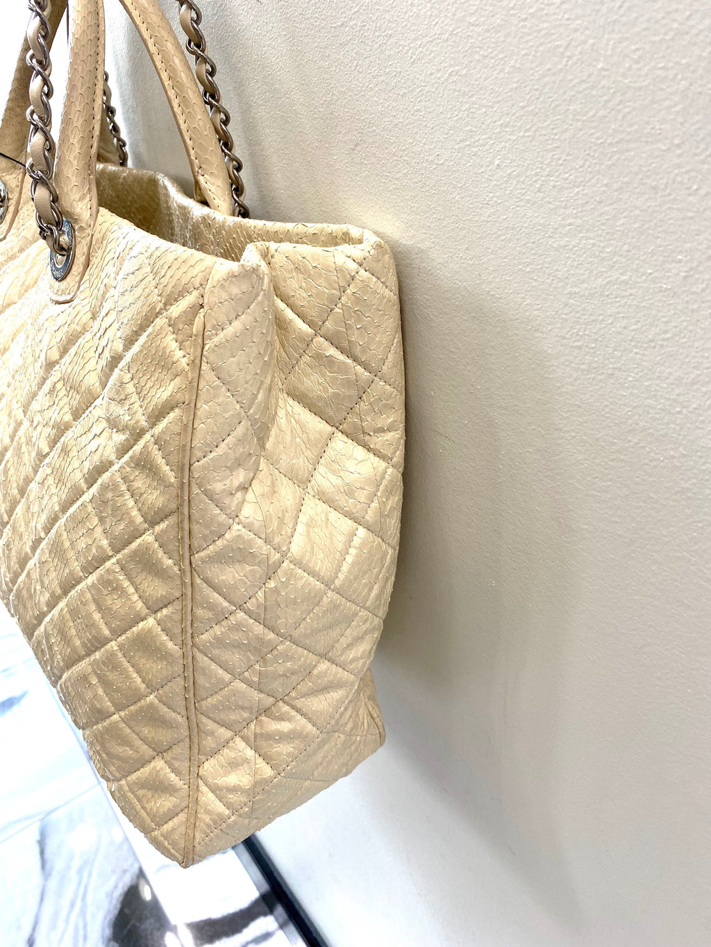 CHANEL SHIVA LEATHER SNAKESKIN LARGE TOTE BAG