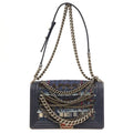 CHANEL NAVY BOUCLE TWEED DECHAINED CHAIN BOY FLAP BAG